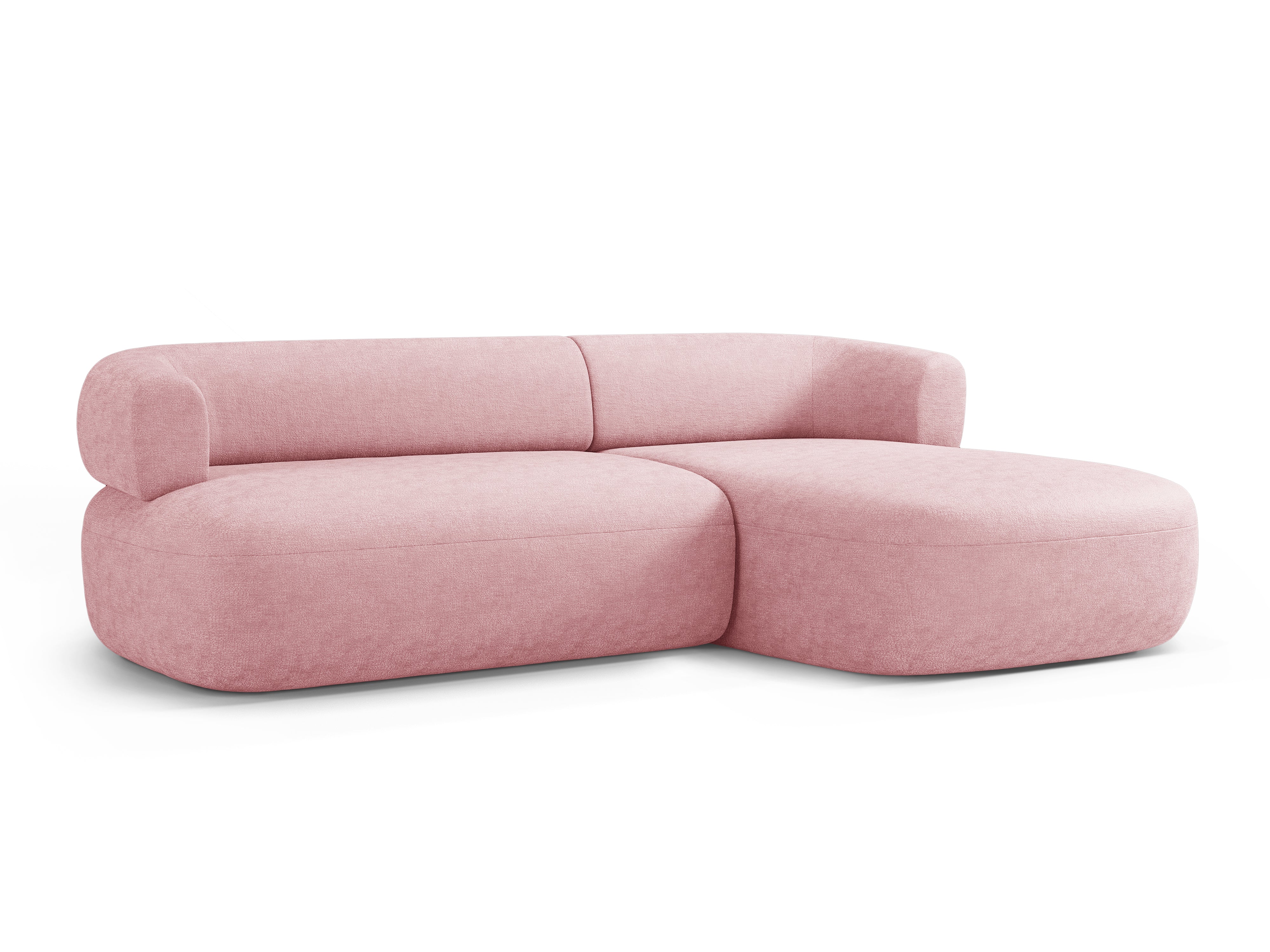 Right-facing 3-seater corner sofa ALDRIN in pink chenille