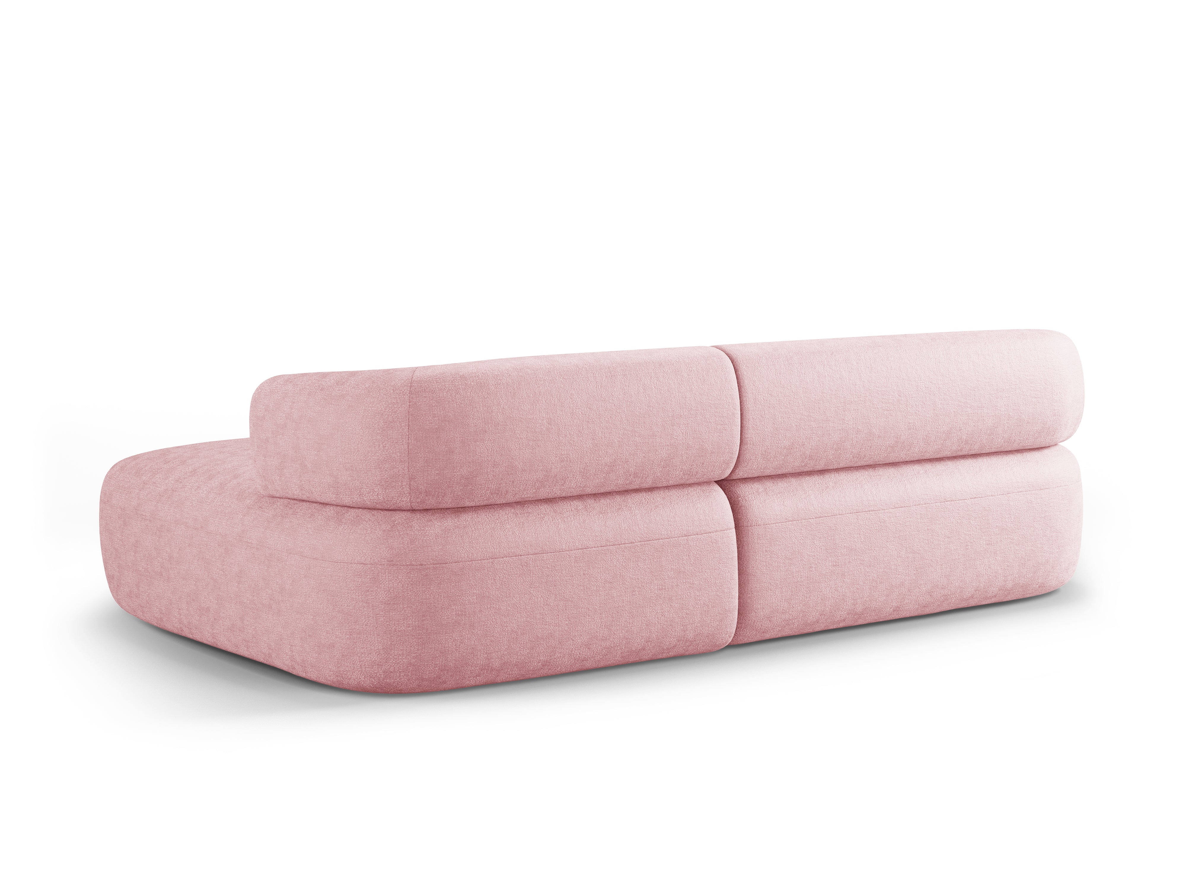 Right-facing 3-seater corner sofa ALDRIN in pink chenille