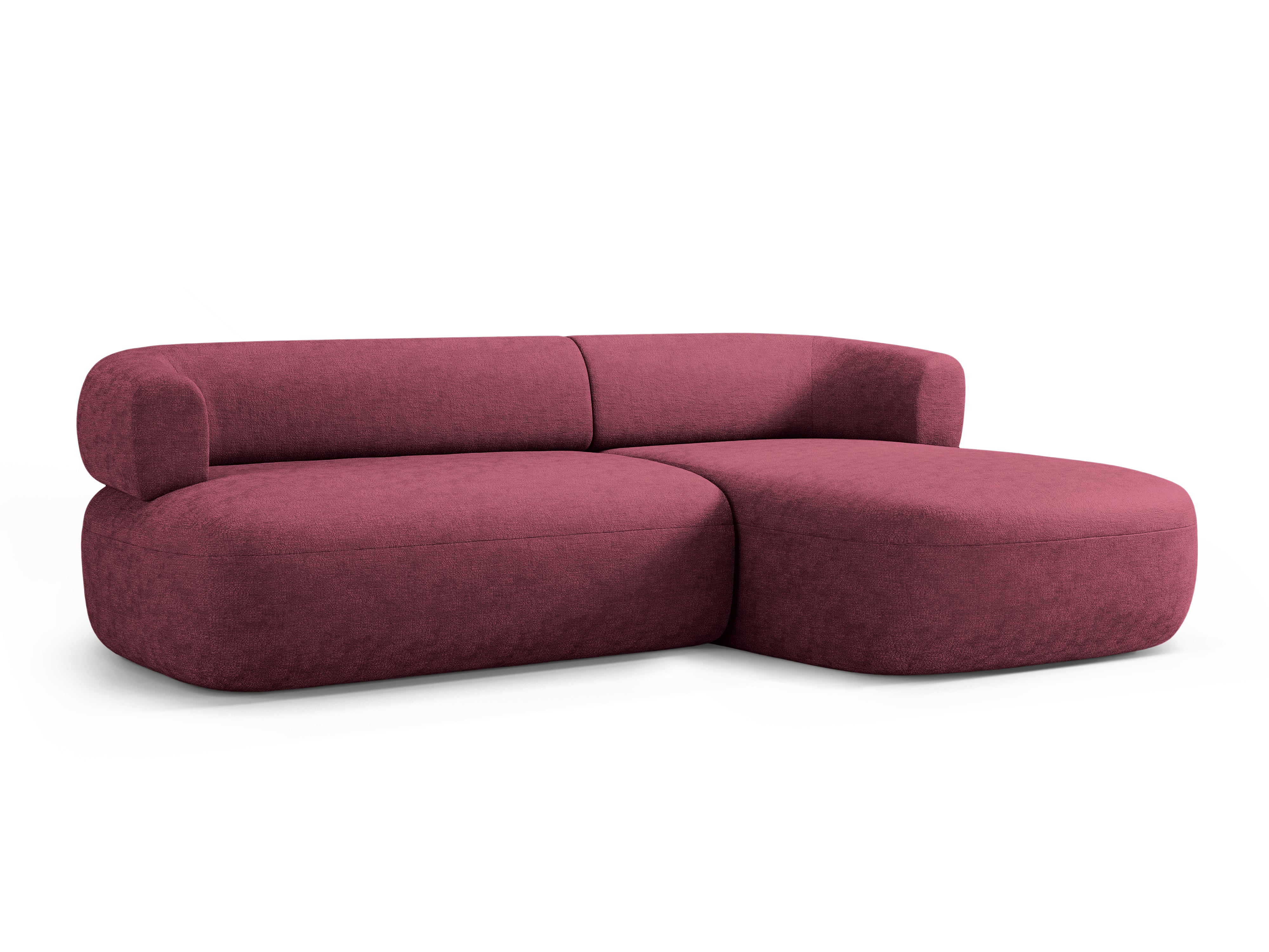 Right-facing 3-seater corner sofa ALDRIN in crimson chenille