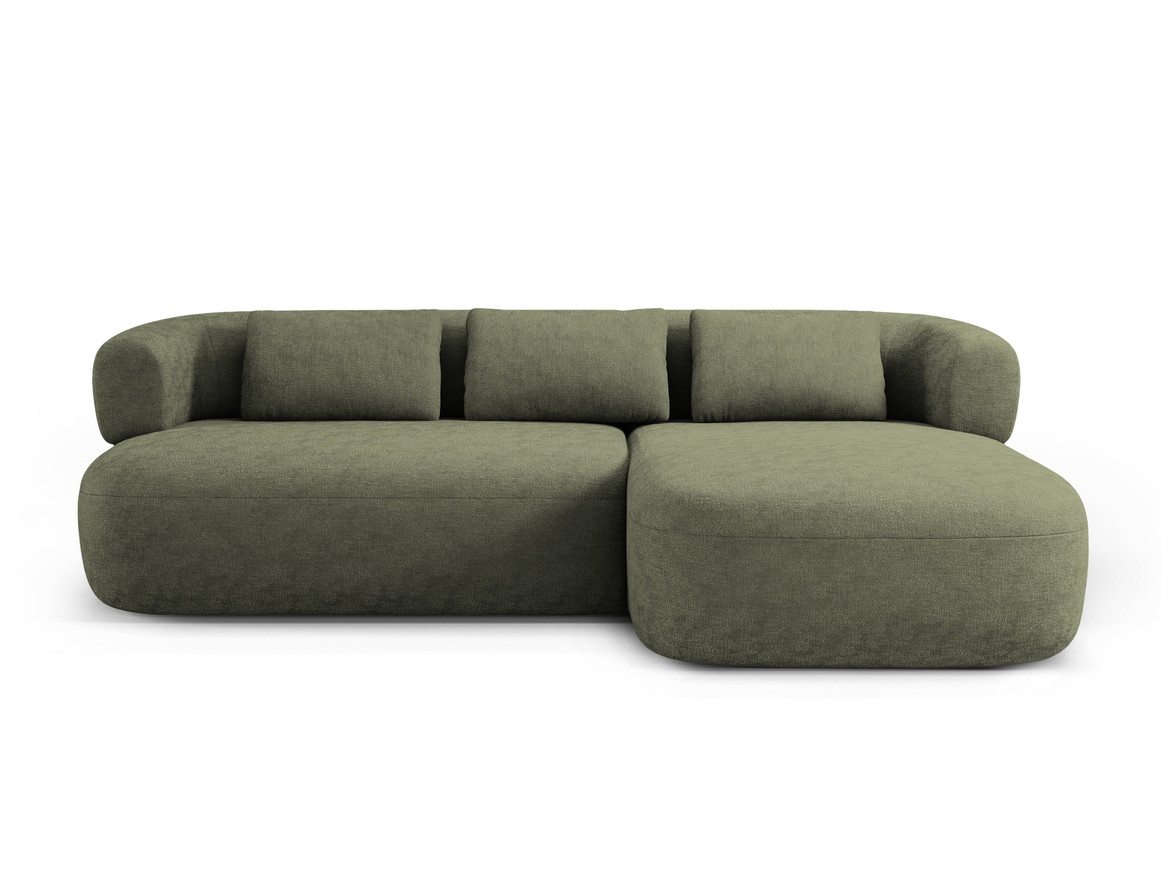 3-Seater Right-Hand Corner Sofa ALDRIN in Green Chenille