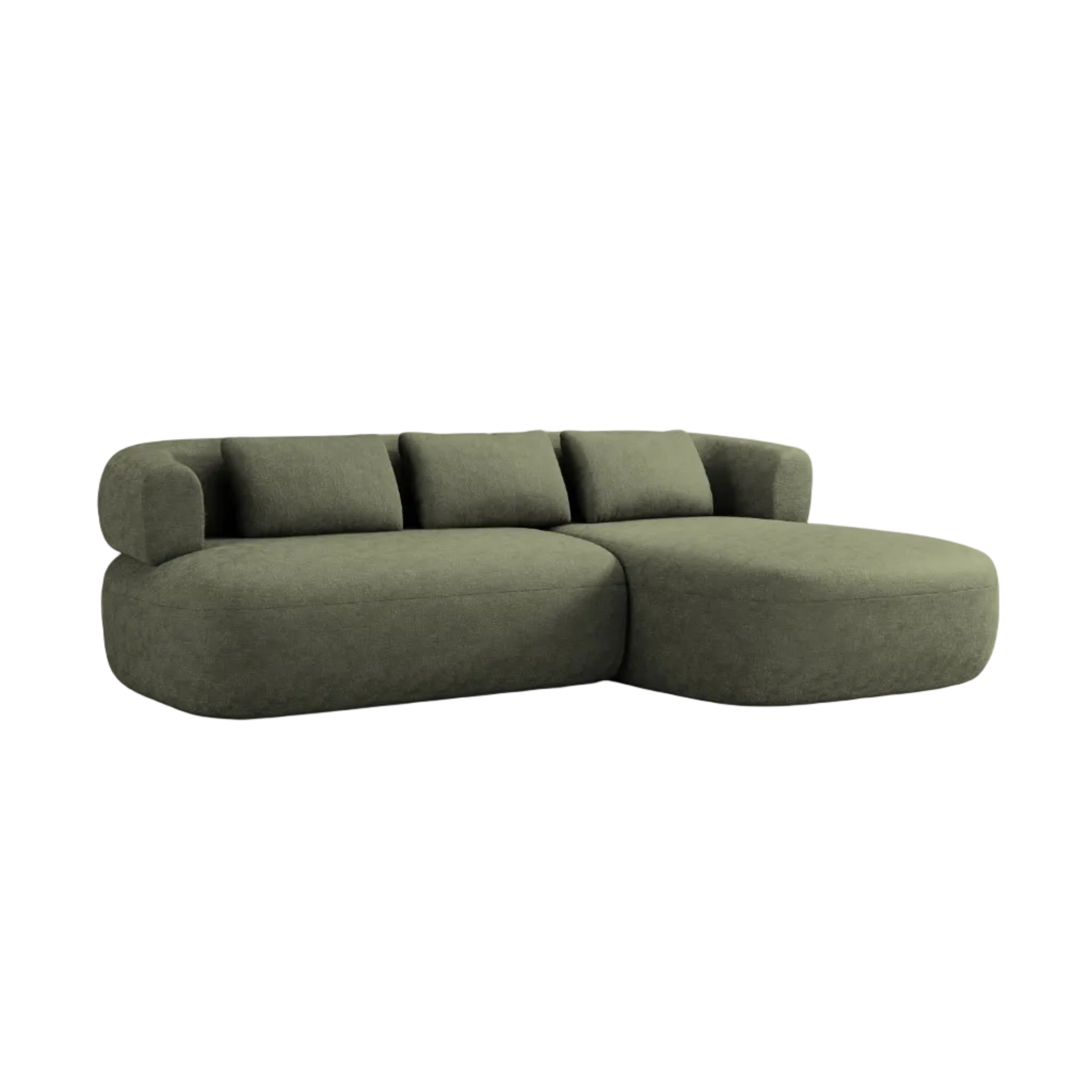 3-Seater Right-Hand Corner Sofa ALDRIN in Green Chenille