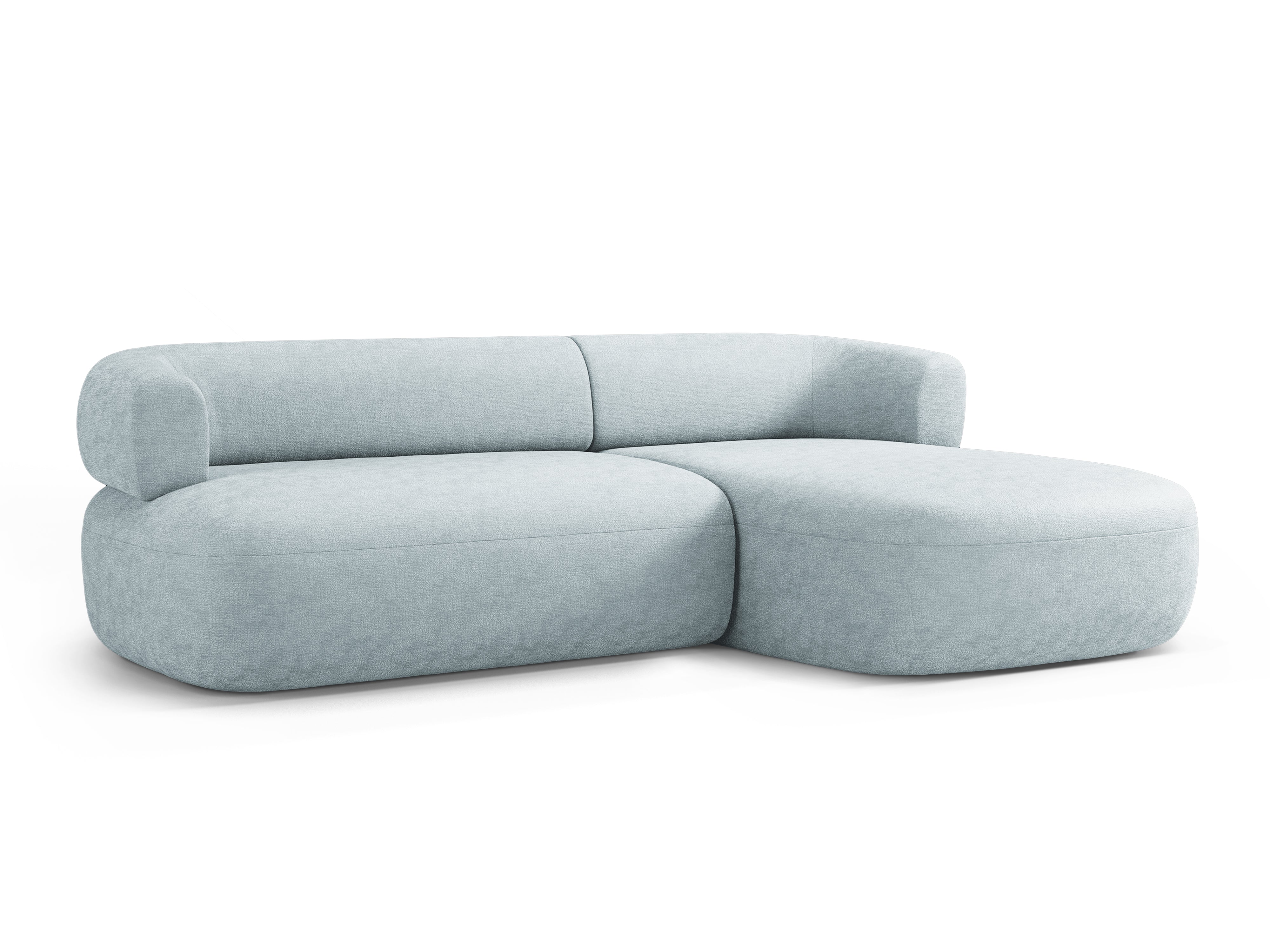 3-Seater Right-Hand Corner Sofa ALDRIN in Blue Chenille