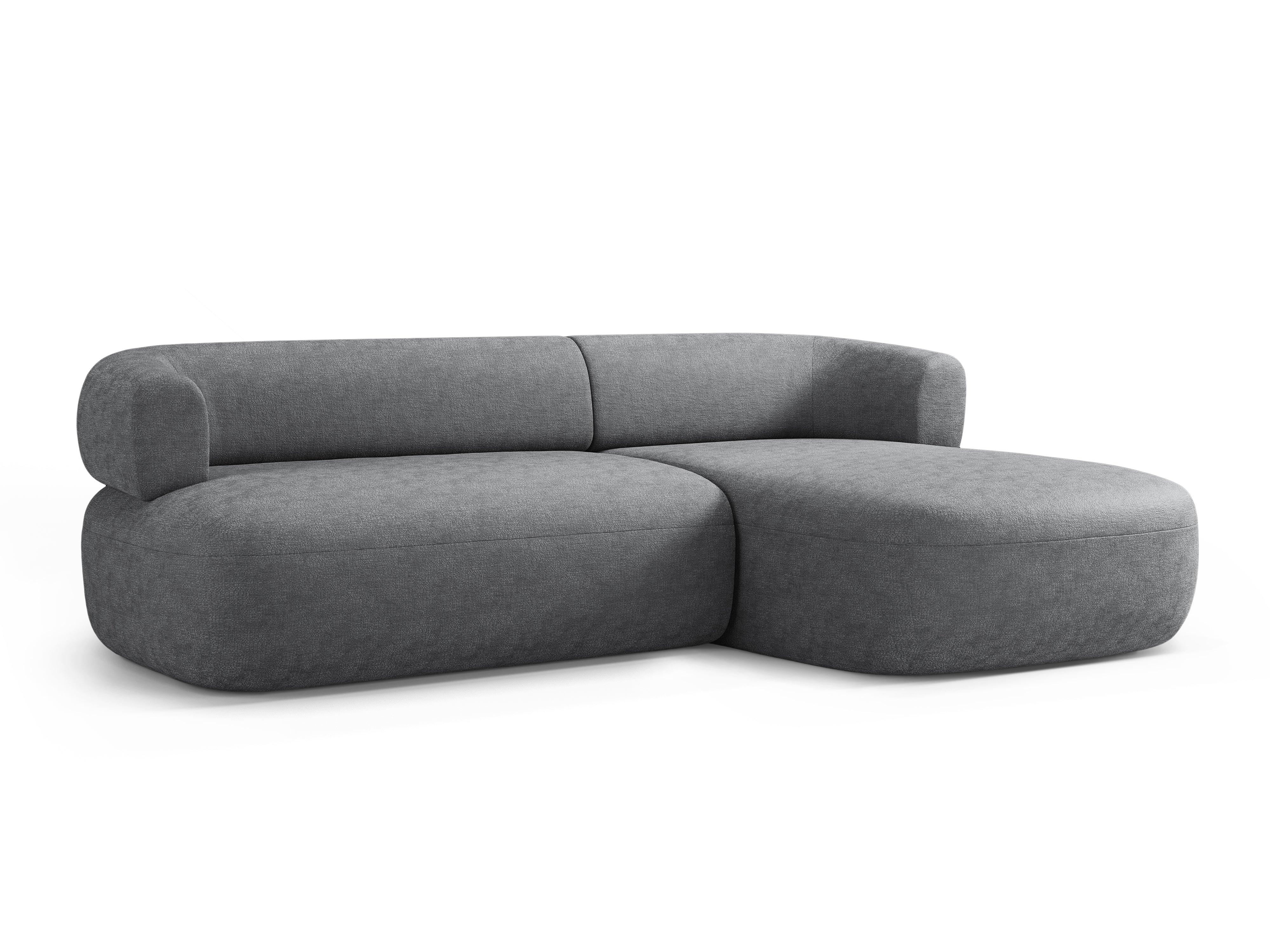 Right-facing 3-seater corner sofa ALDRIN in dark gray chenille