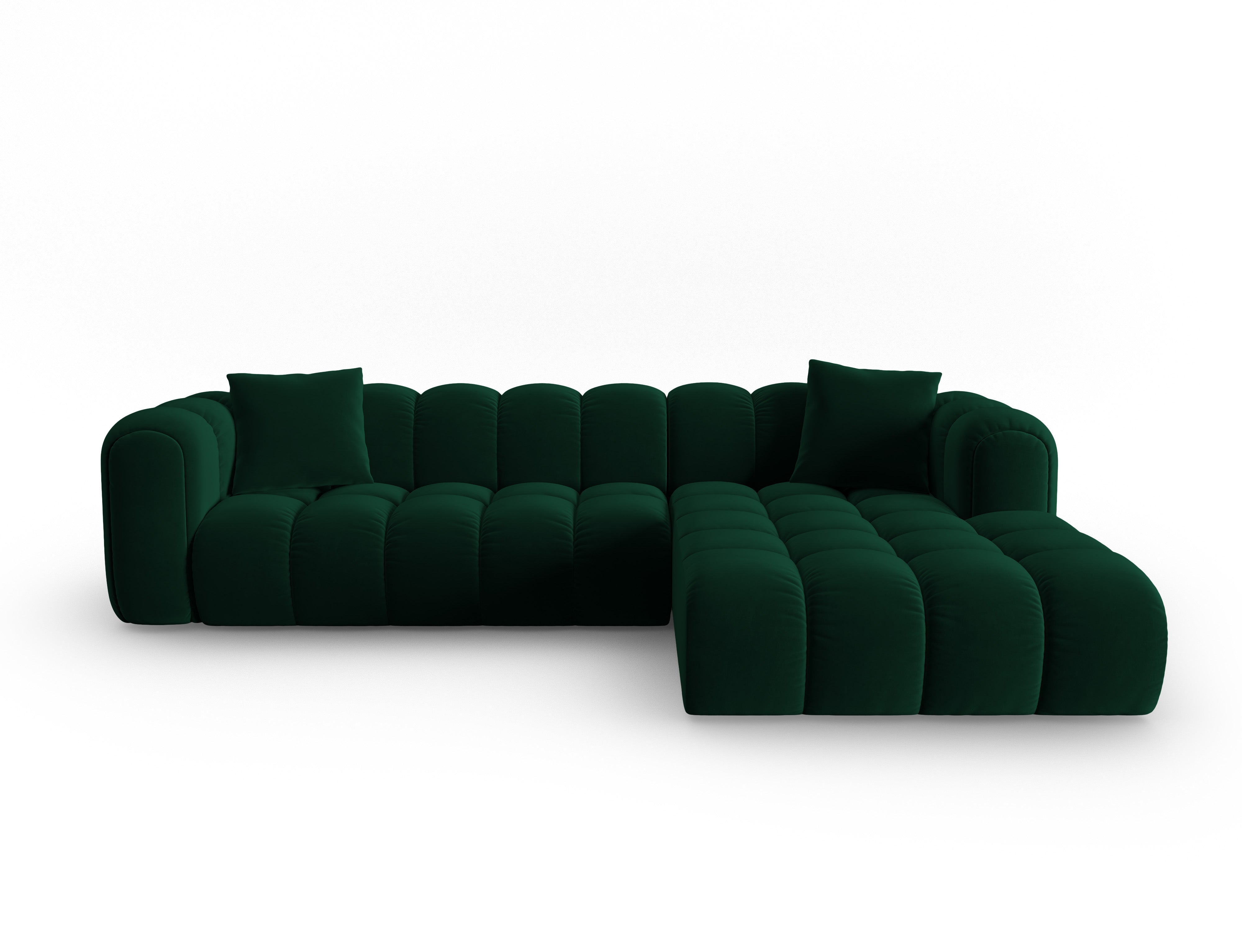 Samt-Ecksofa für 4 Personen rechts ASTRO in Flaschengrün