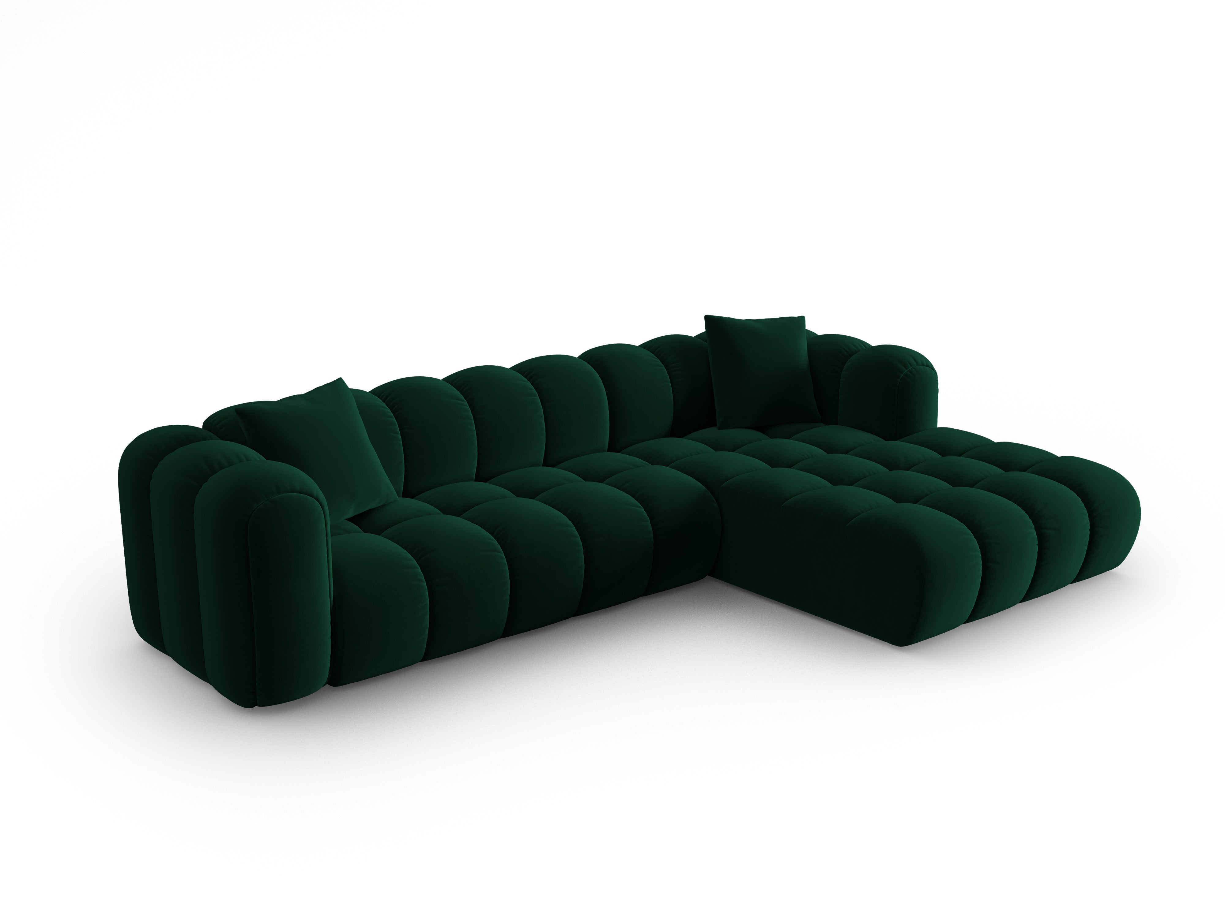 Samt-Ecksofa für 4 Personen rechts ASTRO in Flaschengrün