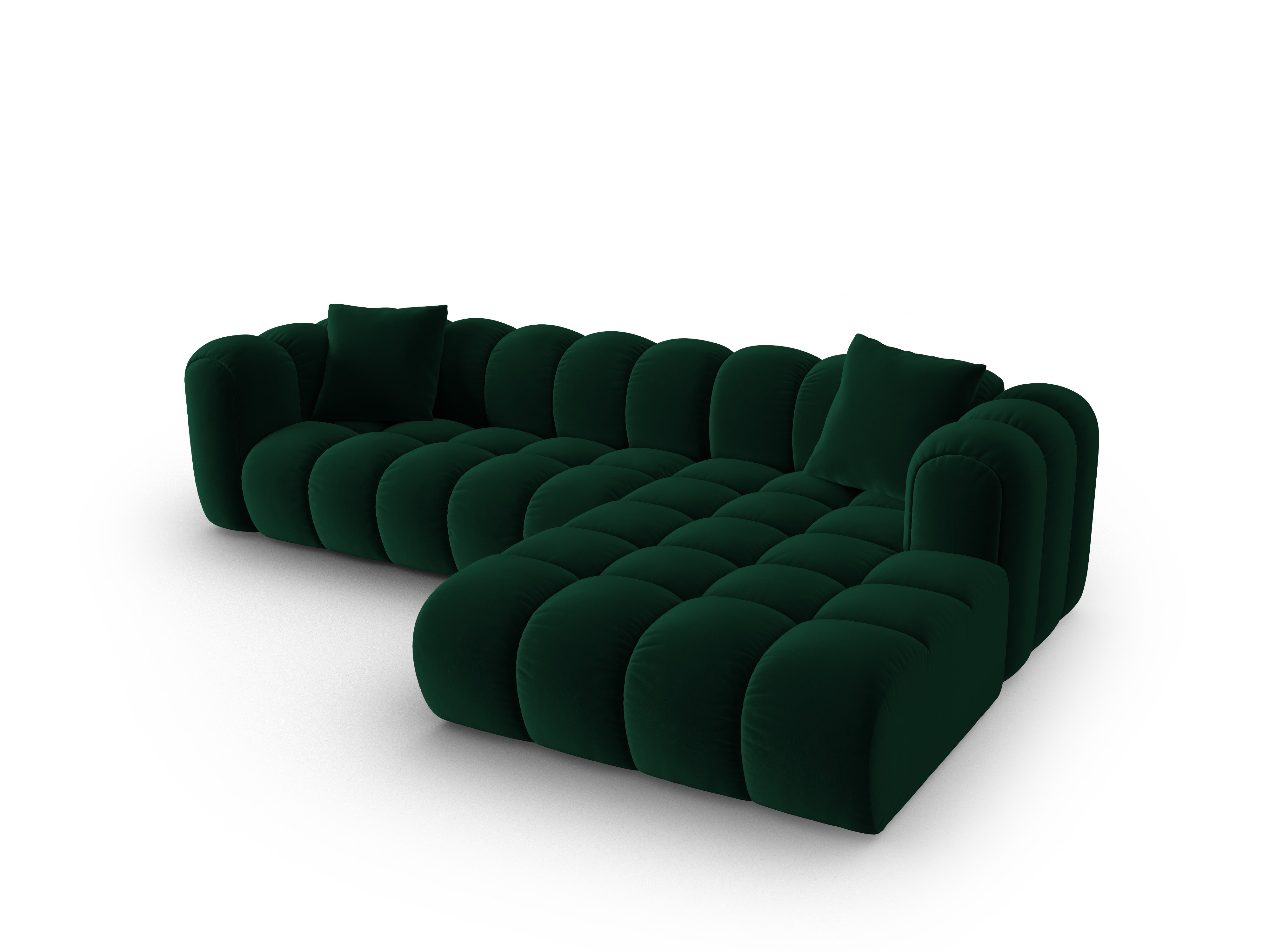 Samt-Ecksofa für 4 Personen rechts ASTRO in Flaschengrün