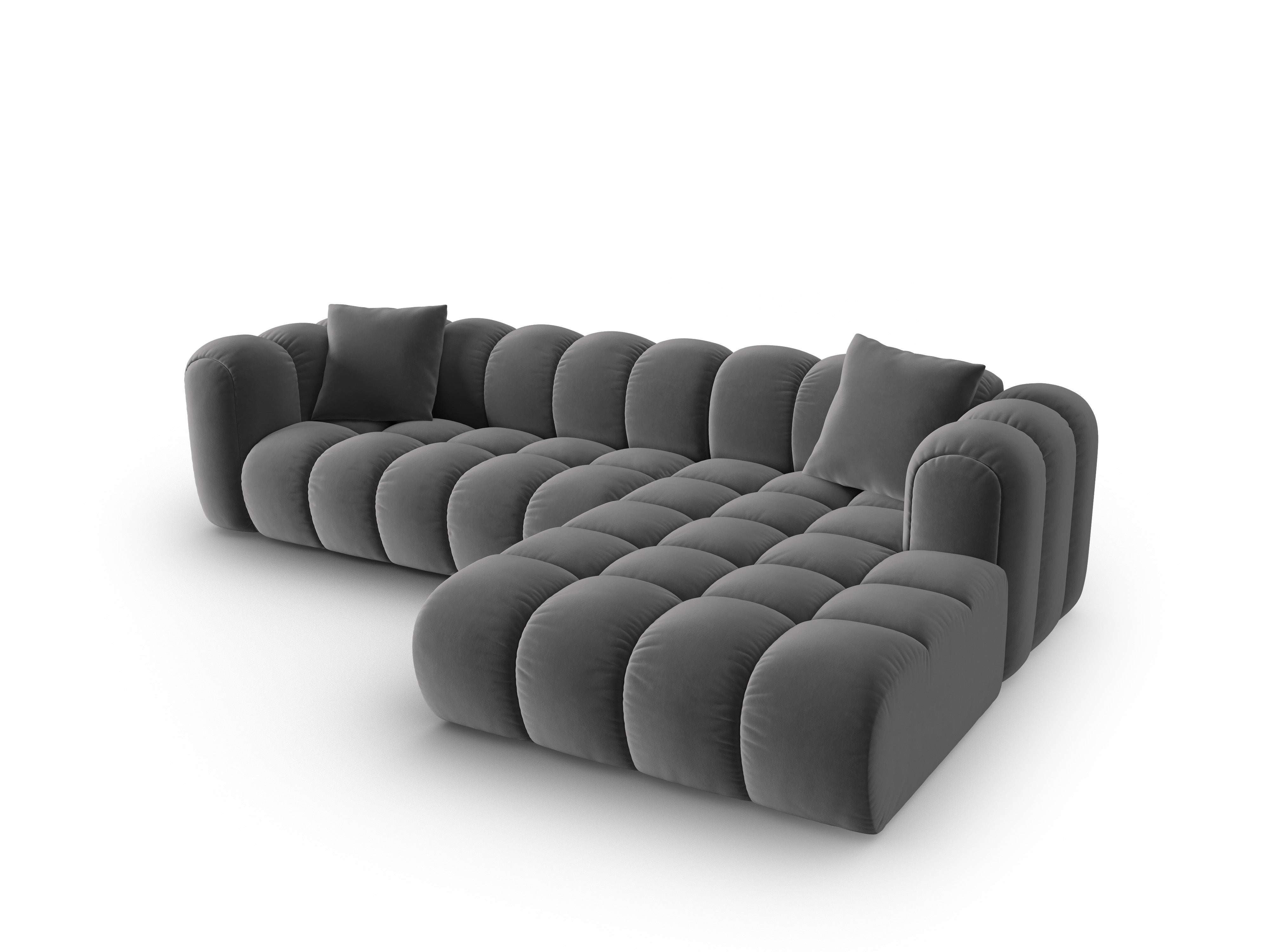 Velvet corner sofa for 4 people right-facing ASTRO gray