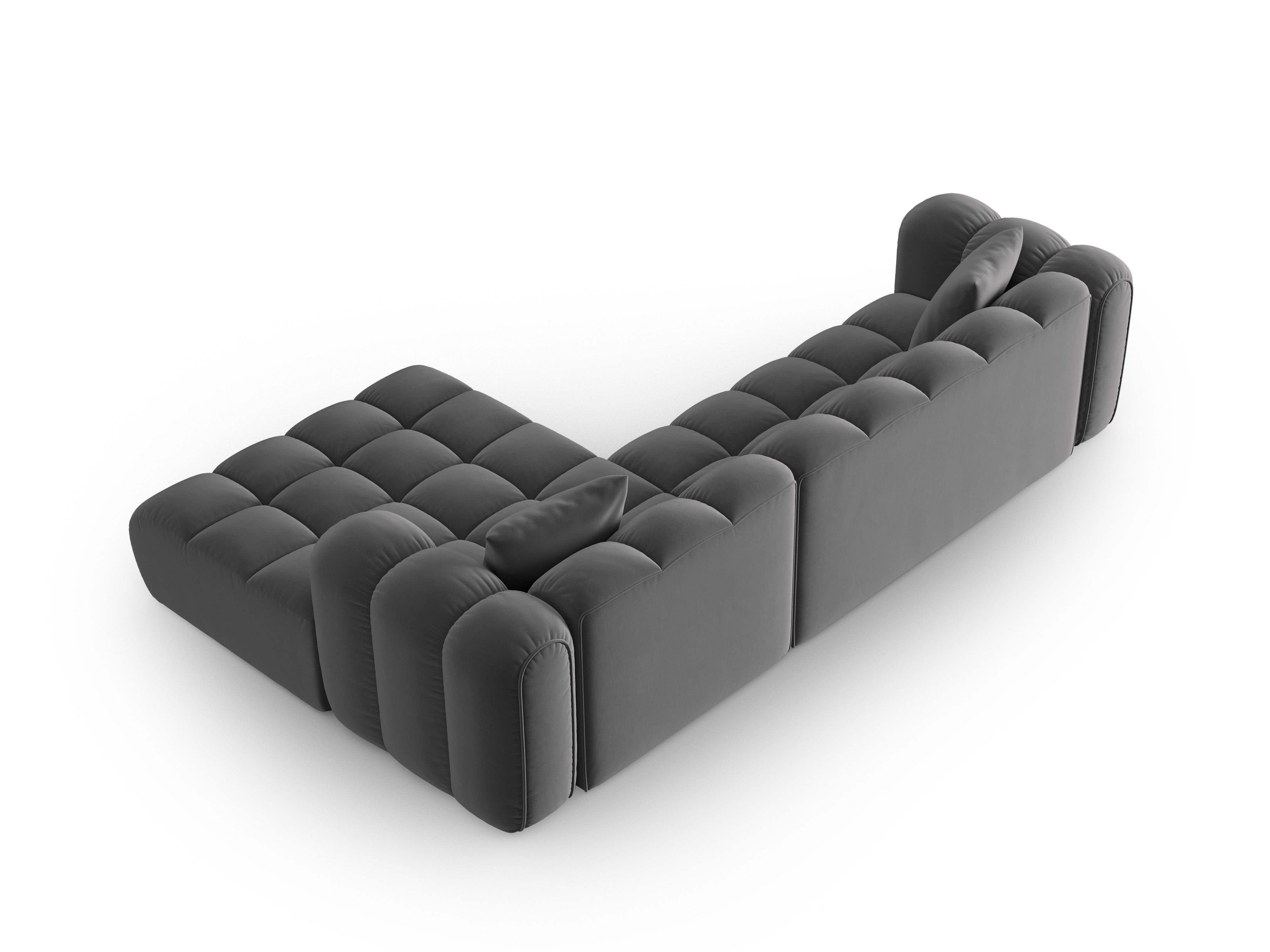 Velvet corner sofa for 4 people right-facing ASTRO gray