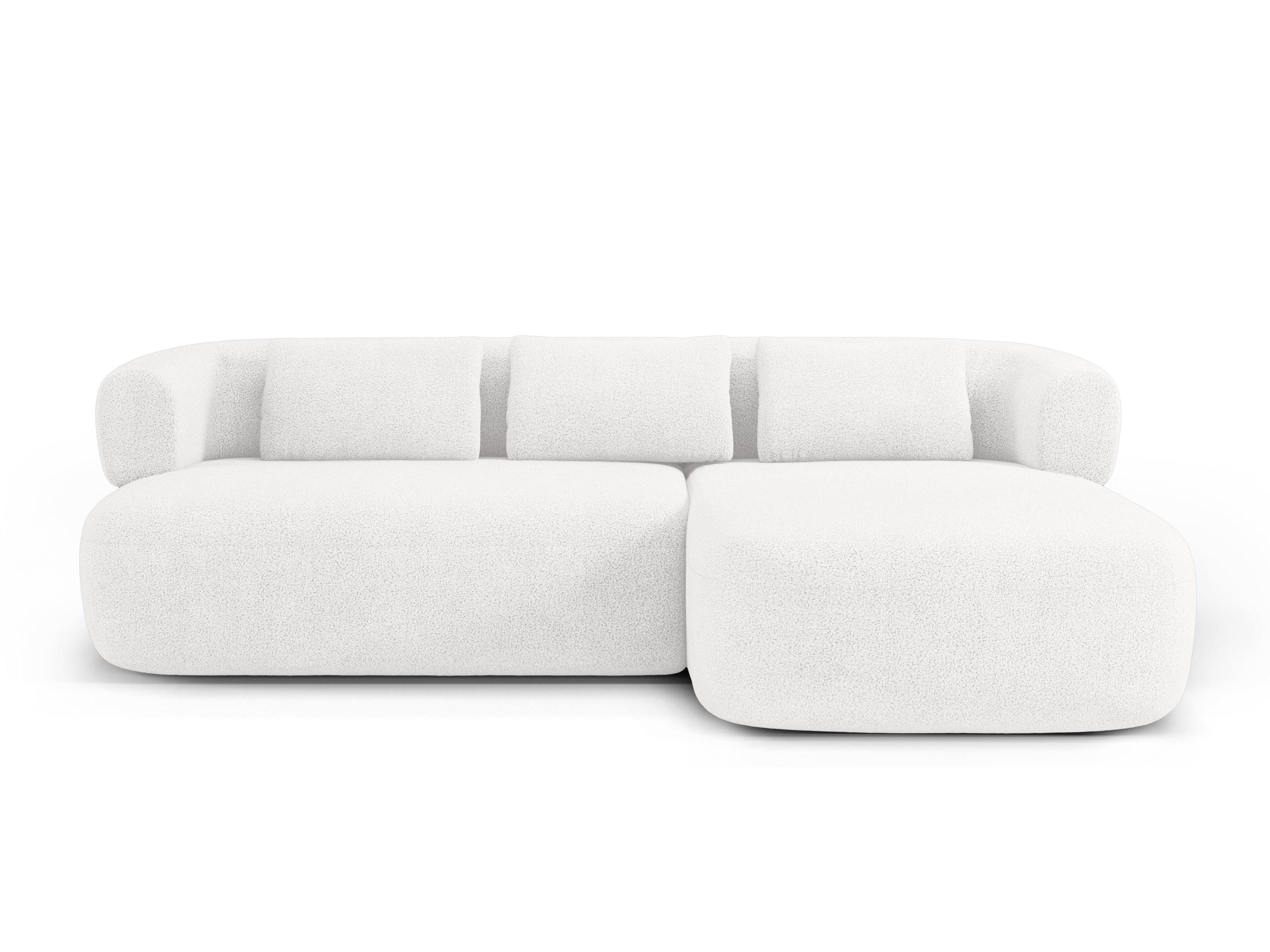 Right-facing 3-seater corner sofa ALDRIN in white boucle