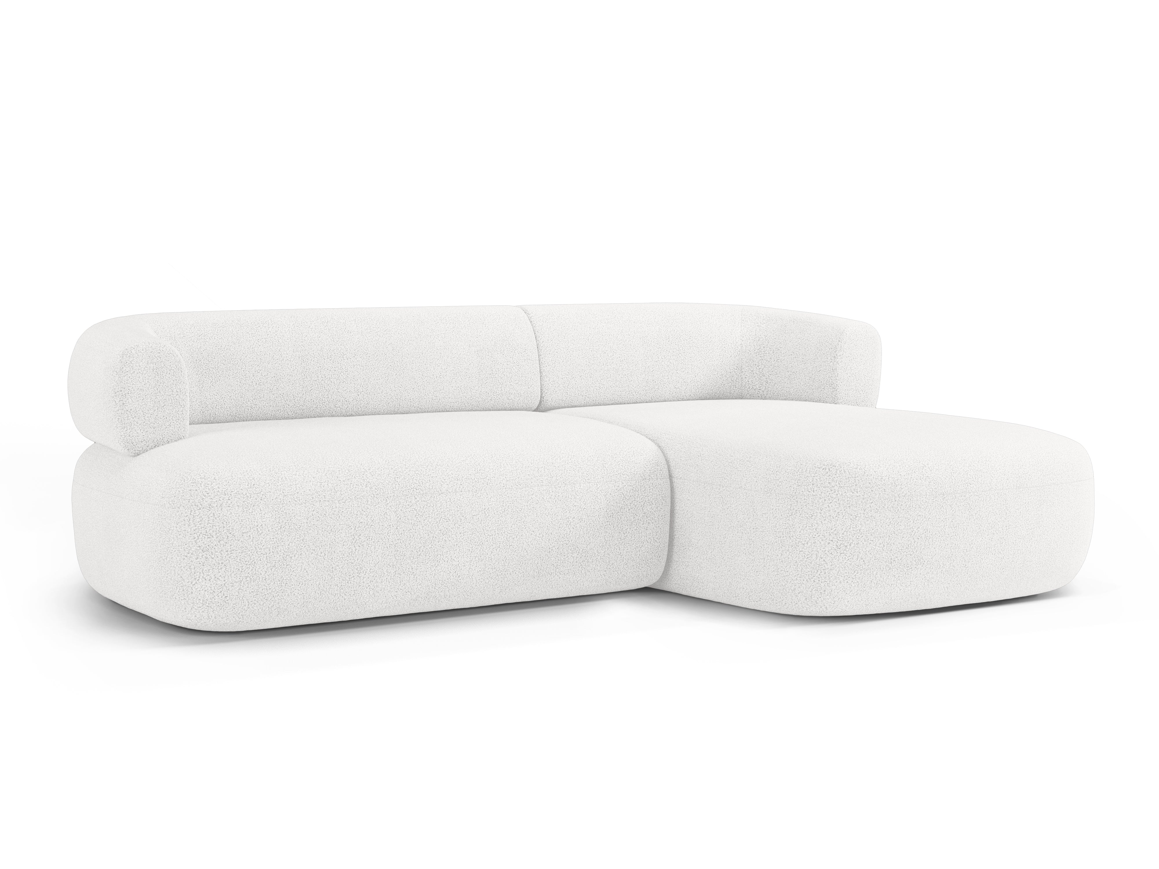 Right-facing 3-seater corner sofa ALDRIN in white boucle