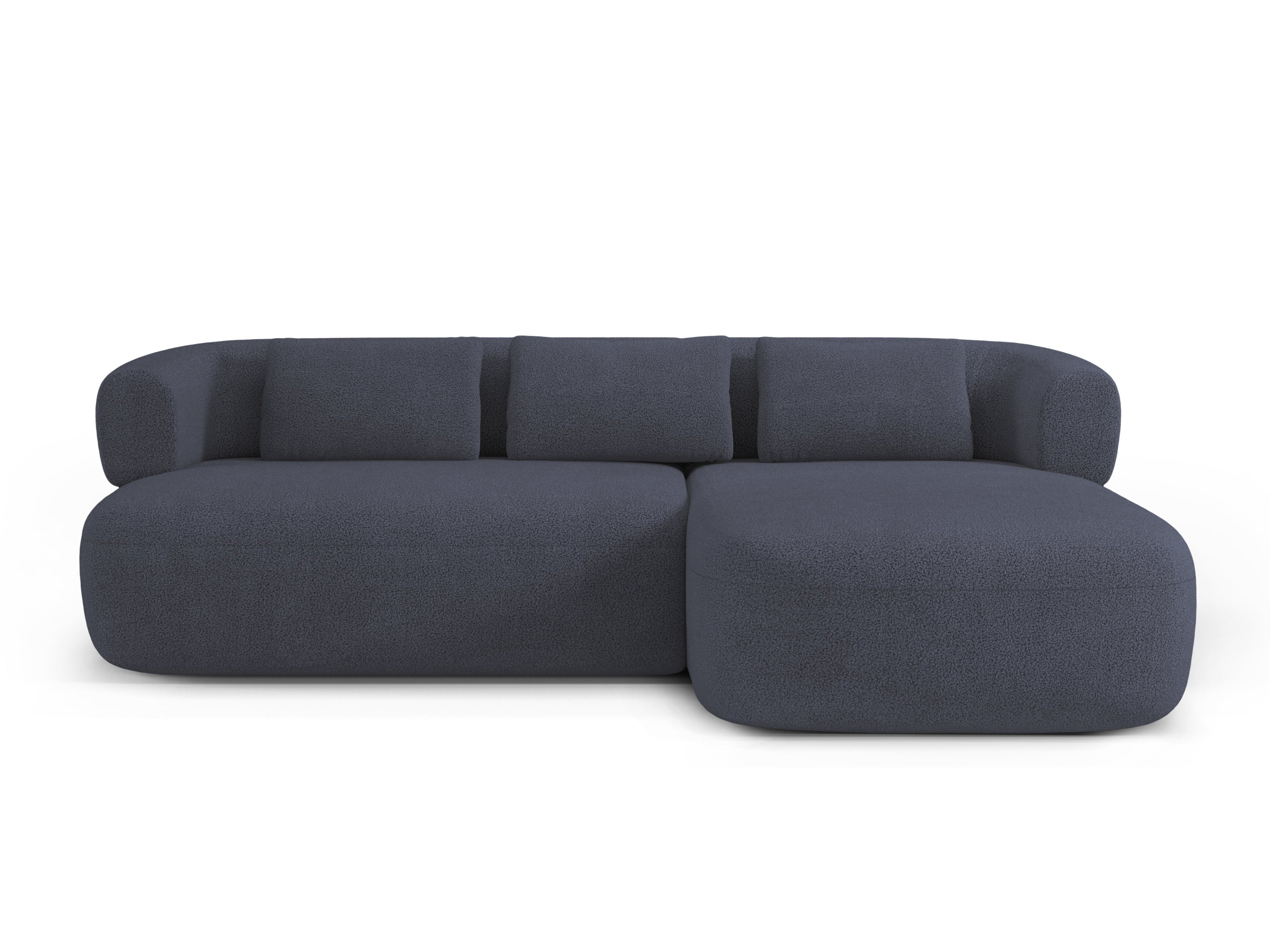 3-Seater Right-Hand Corner Sofa ALDRIN in Navy Blue Boucle