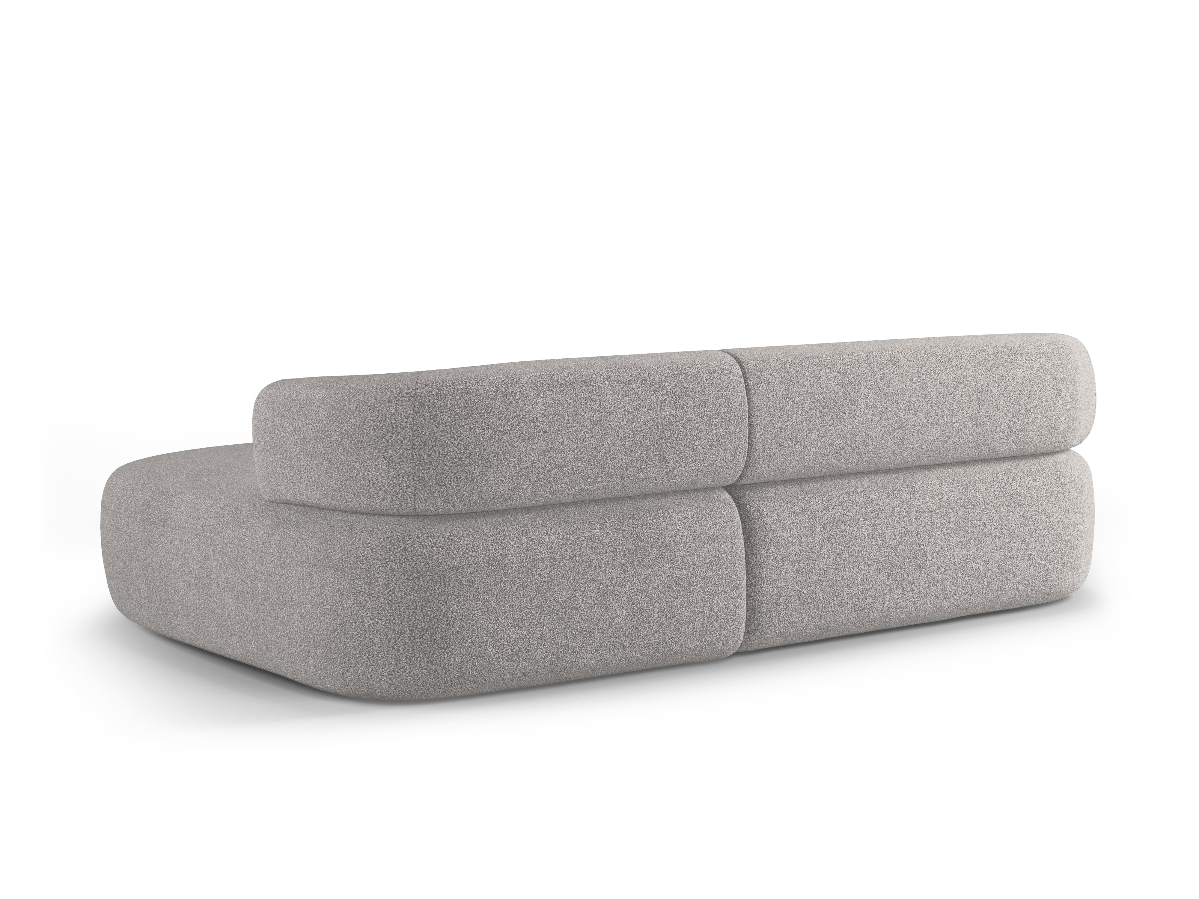 Right-facing 3-seater corner sofa ALDRIN in light gray boucle.