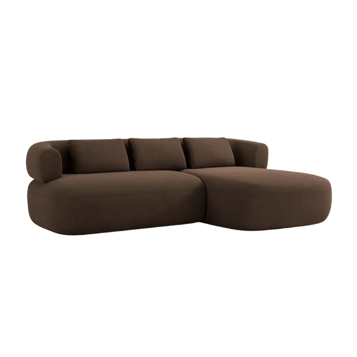 Chocolate velvet 3-seater right-facing sofa ALDRIN