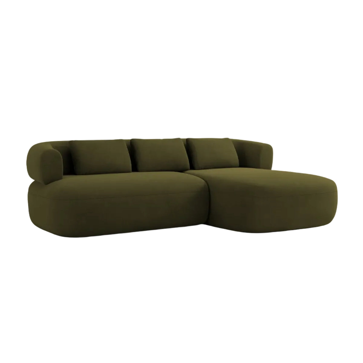 Green velvet 3-seater right-facing corner sofa ALDRIN