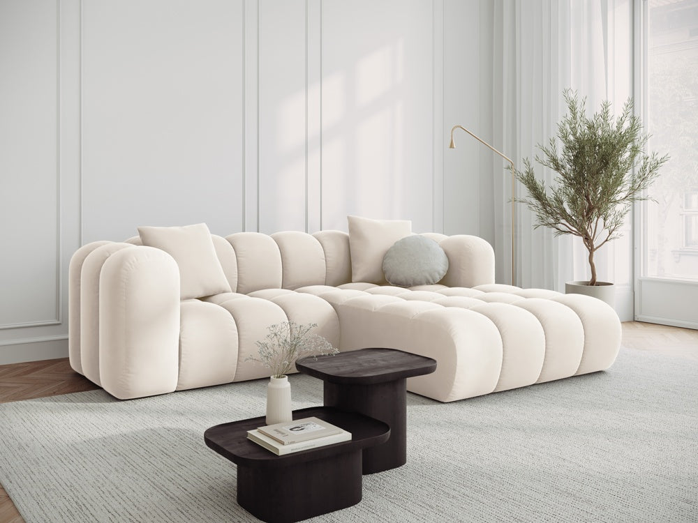 Velvet corner 3-person right-sided light beige Halley