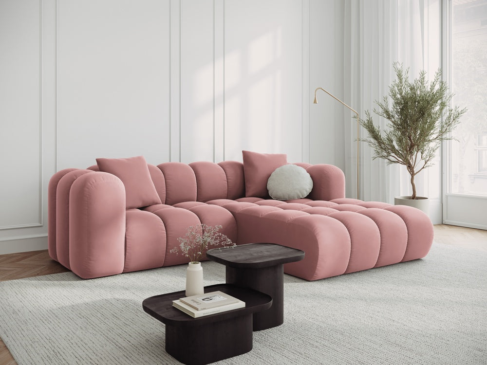 Velvet corner 3-person right-sided pink Halley