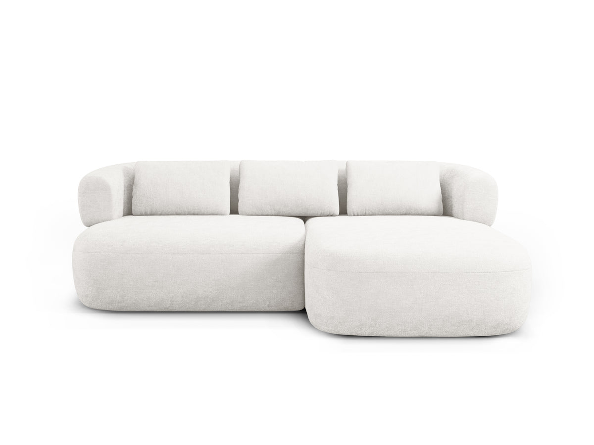 Right-facing 2-seater corner sofa ALDRIN in light beige chenille