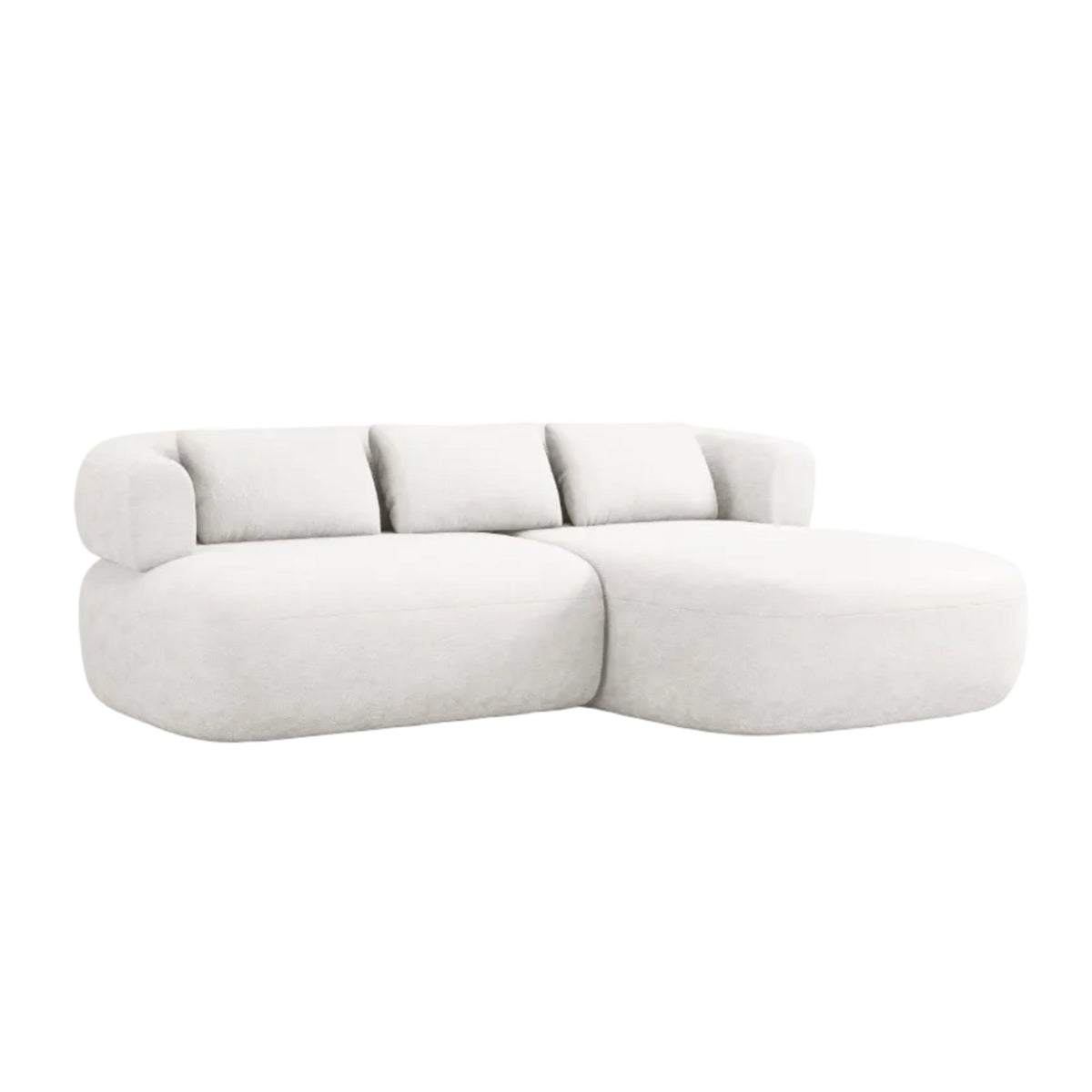 Right-facing 2-seater corner sofa ALDRIN in light beige chenille