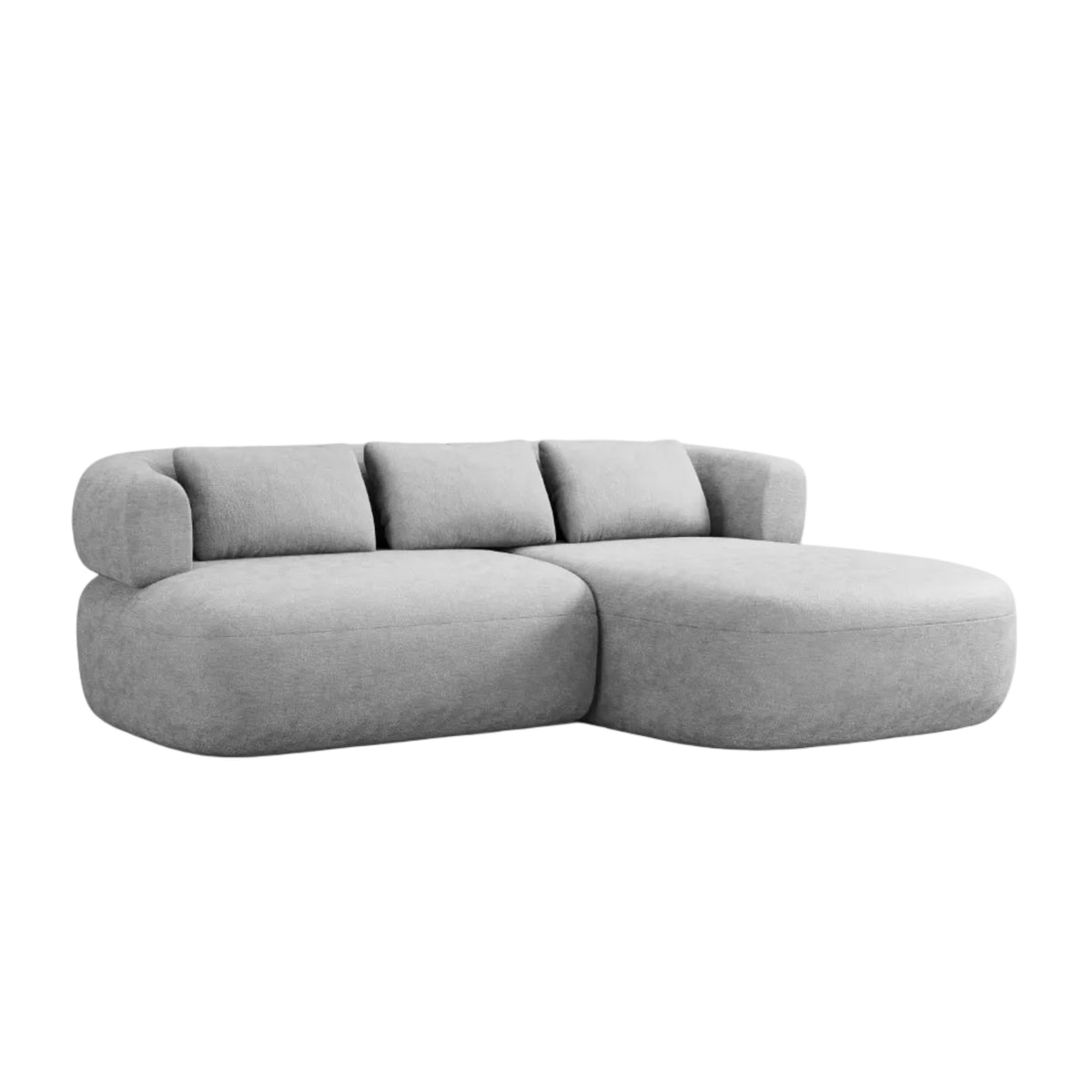 Right-facing 2-seater corner sofa ALDRIN in gray chenille