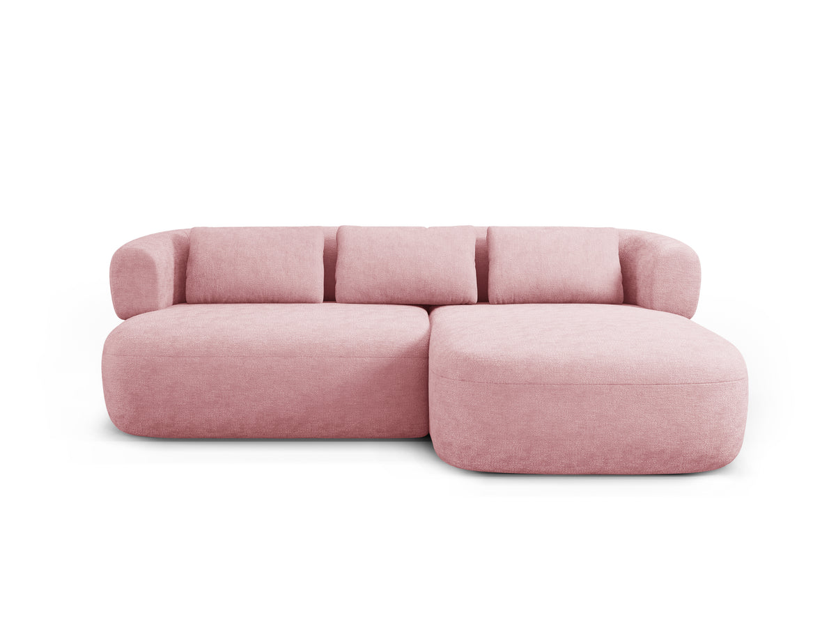Right-facing 2-seater corner sofa ALDRIN in pink chenille