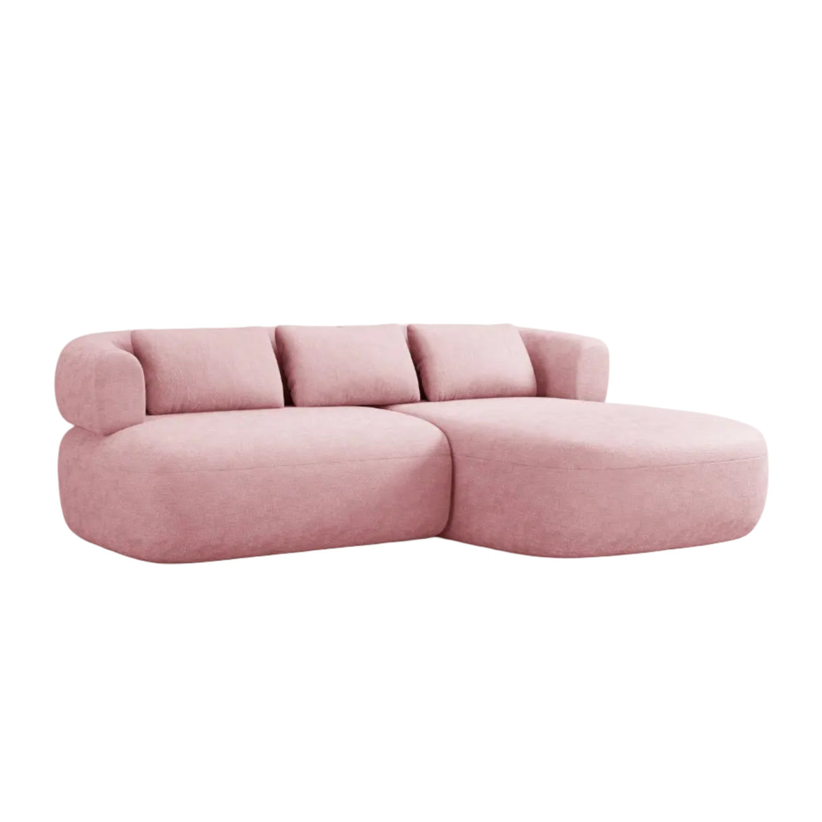 Right-facing 2-seater corner sofa ALDRIN in pink chenille