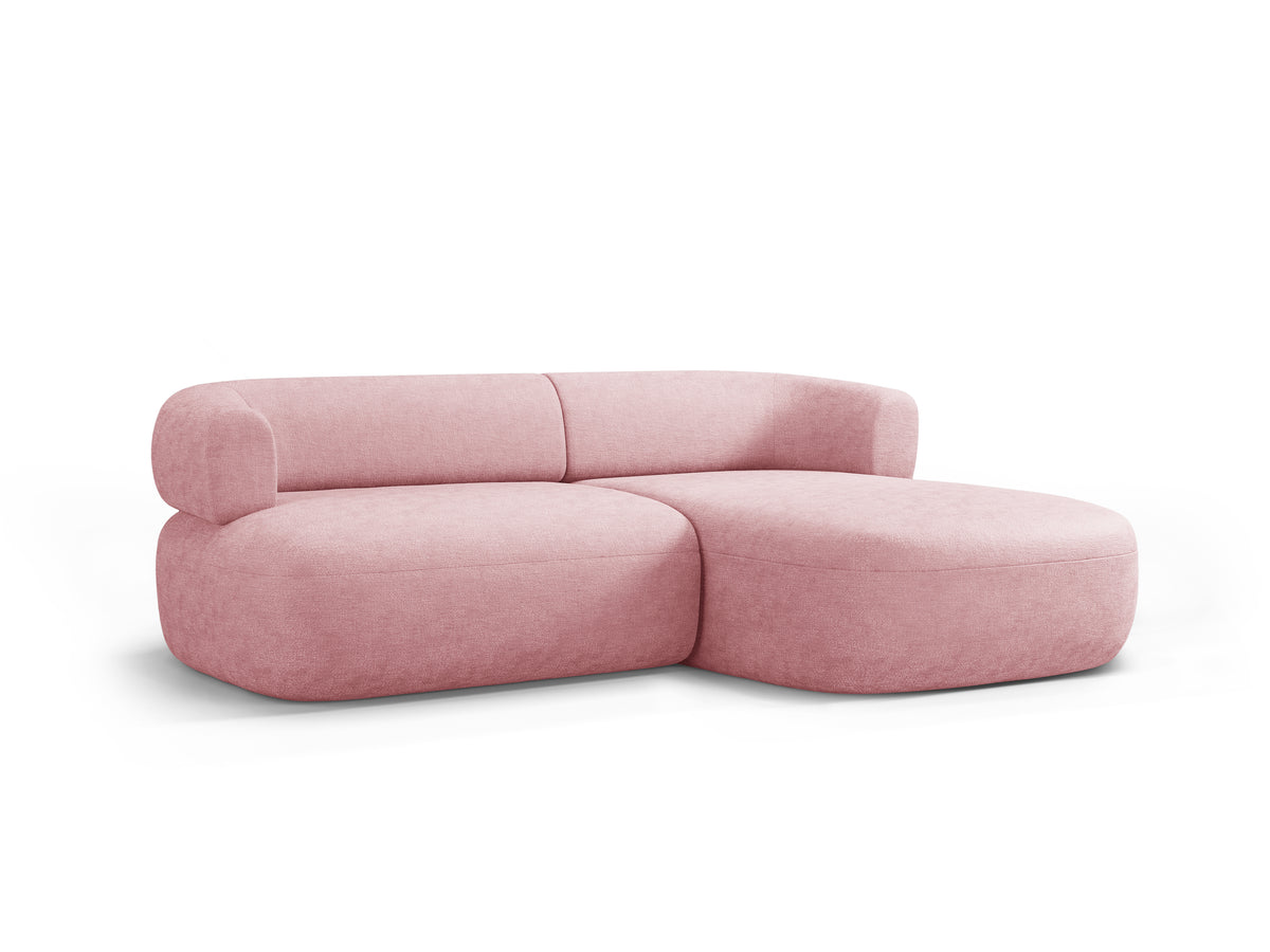 Right-facing 2-seater corner sofa ALDRIN in pink chenille