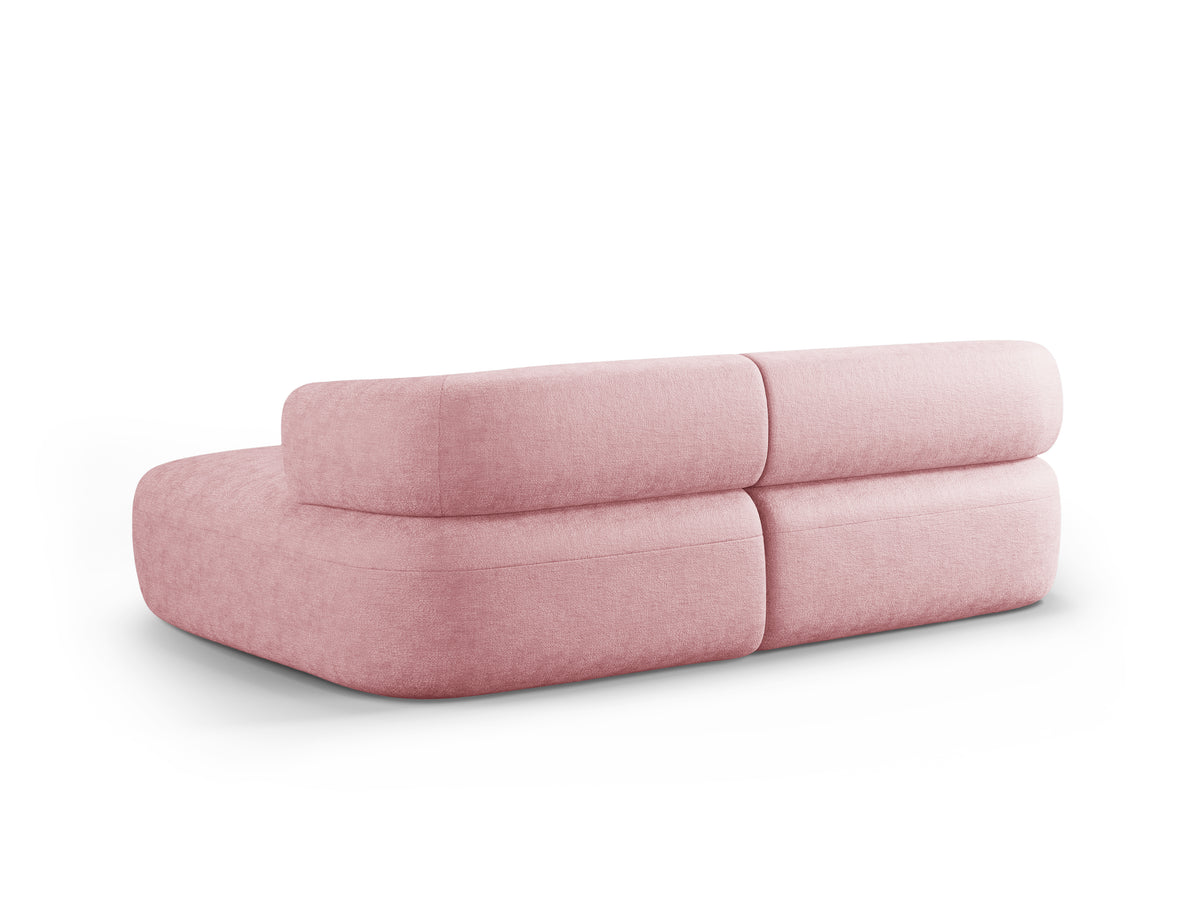 Right-facing 2-seater corner sofa ALDRIN in pink chenille