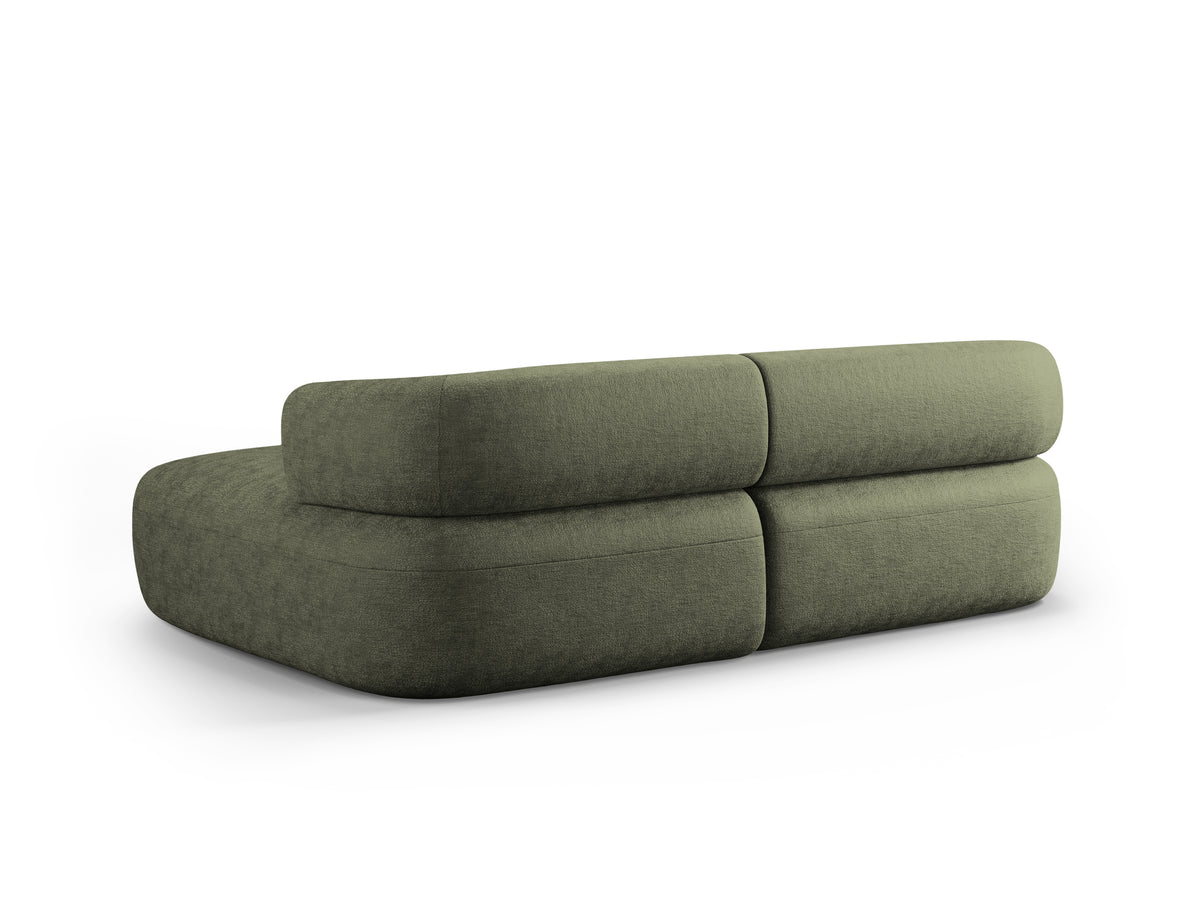 Right-facing 2-seater corner sofa ALDRIN in green chenille
