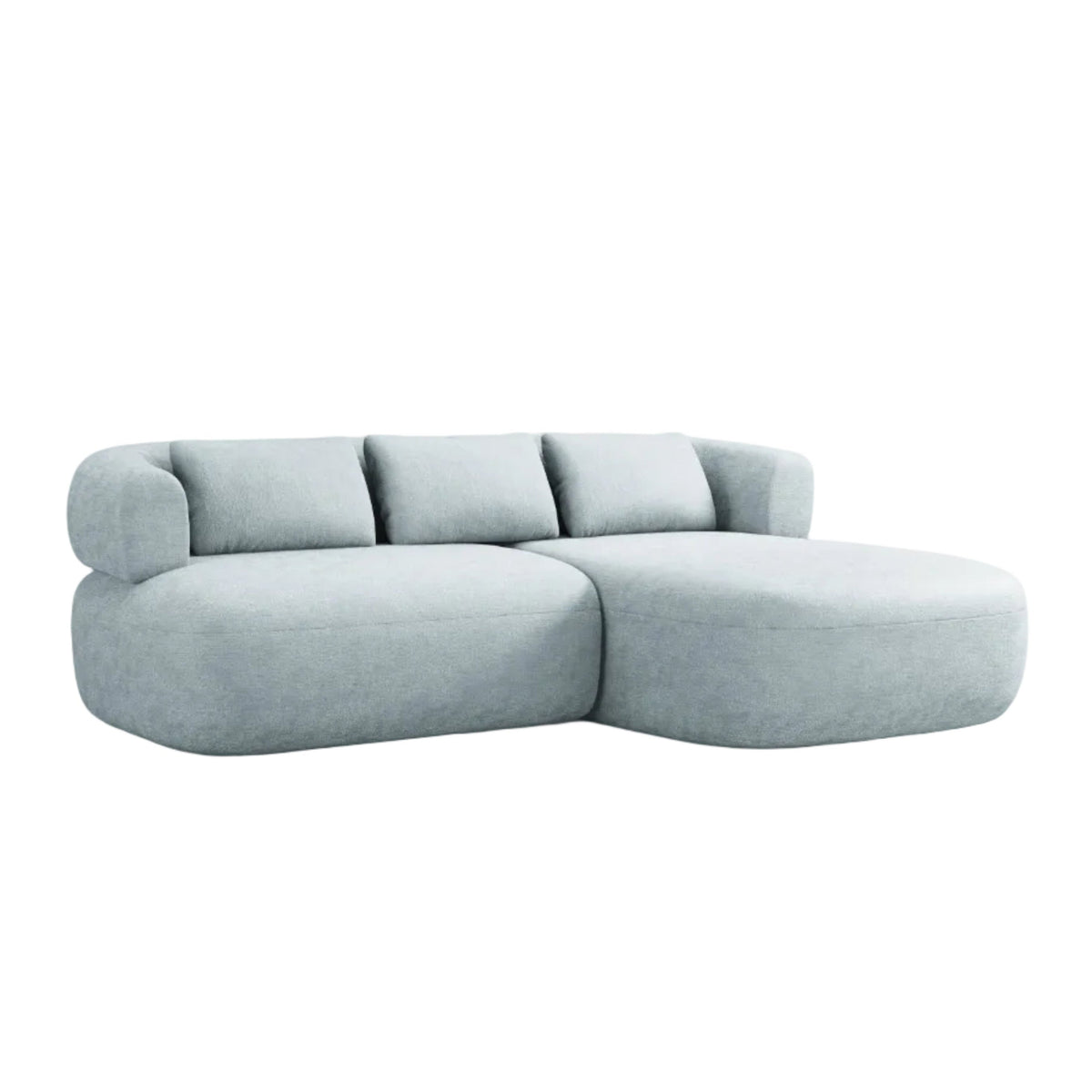 Right-facing 2-seater corner sofa ALDRIN in blue chenille