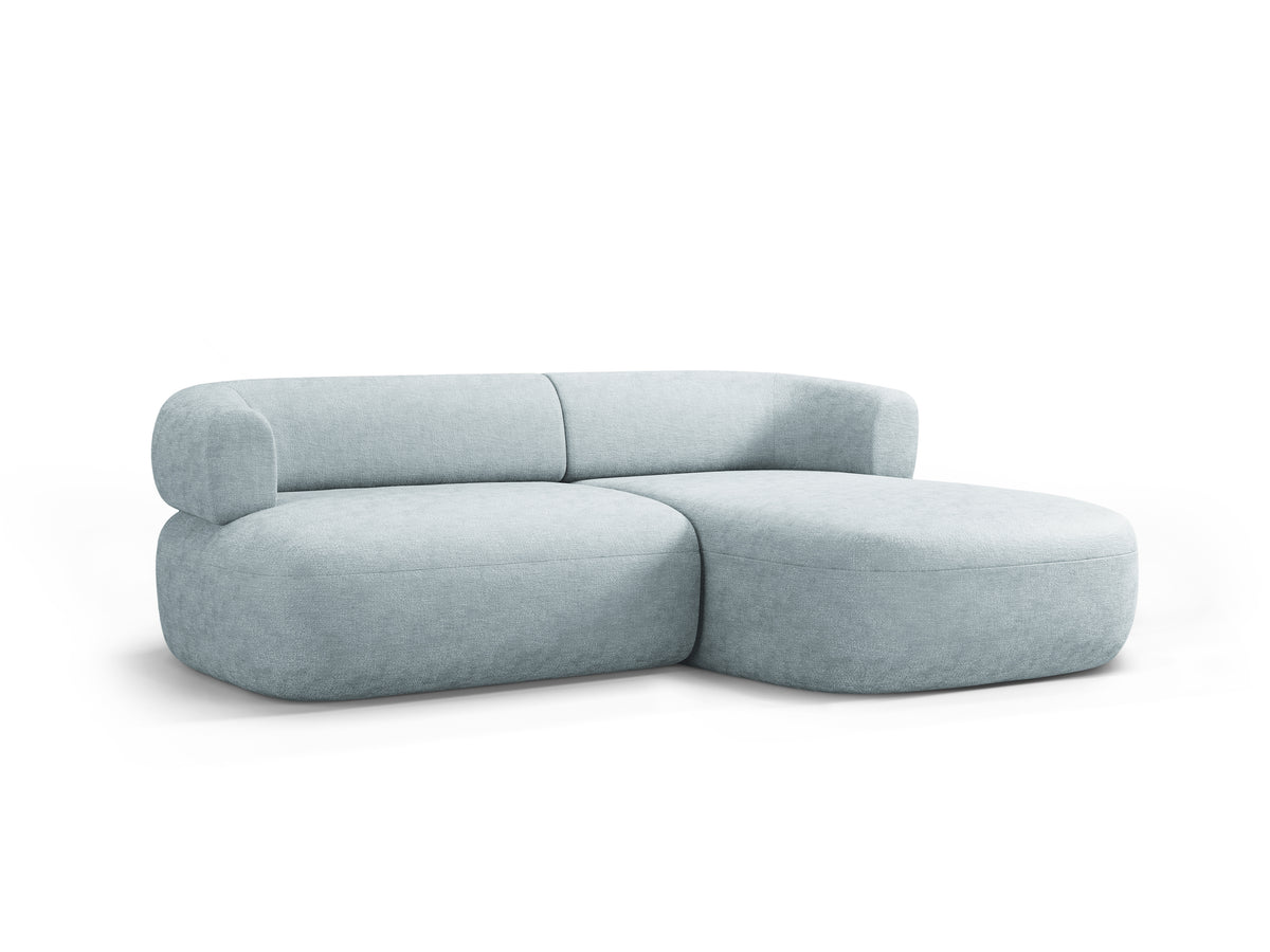 Right-facing 2-seater corner sofa ALDRIN in blue chenille