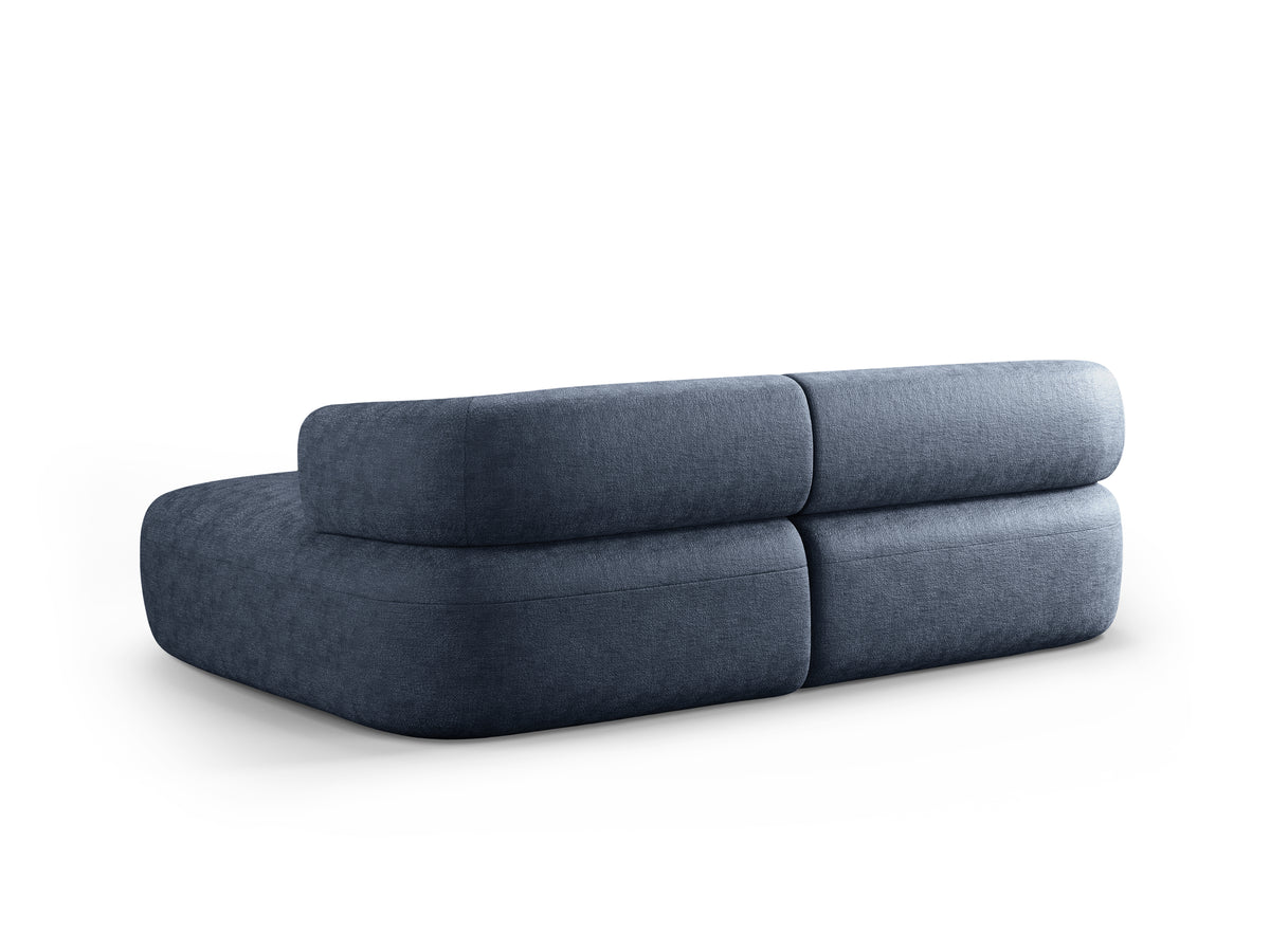Right-facing 2-seater corner sofa ALDRIN in navy blue chenille