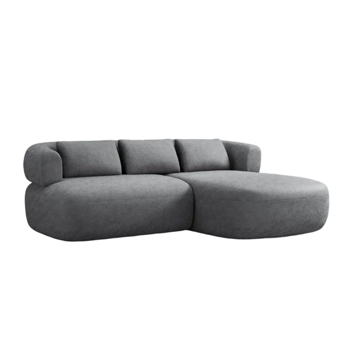 Right-facing 2-seater corner sofa ALDRIN in dark gray chenille