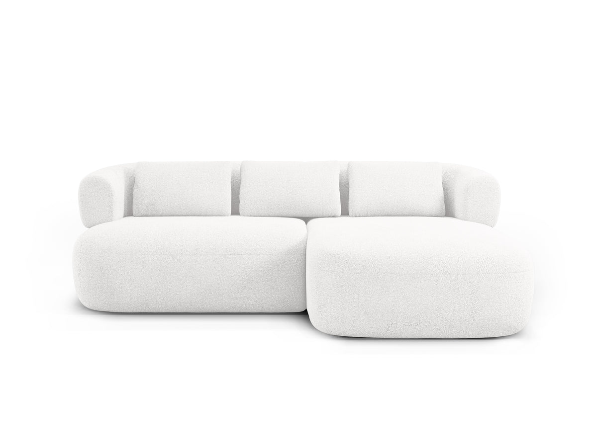 Right-facing 2-seater corner sofa ALDRIN in white boucle