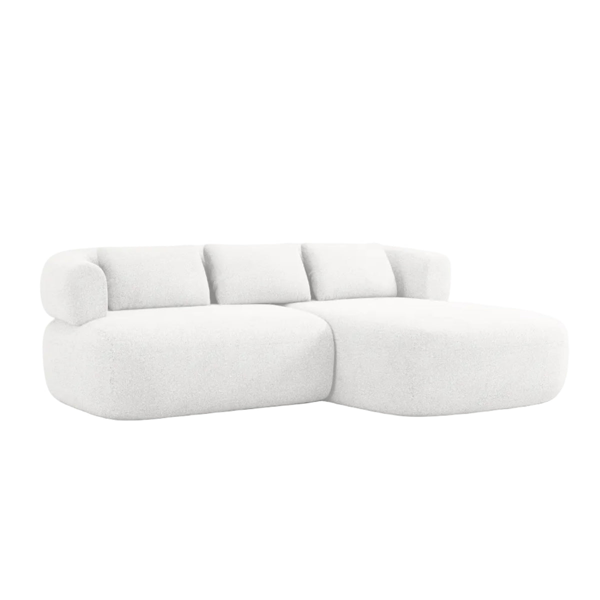 Right-facing 2-seater corner sofa ALDRIN in white boucle