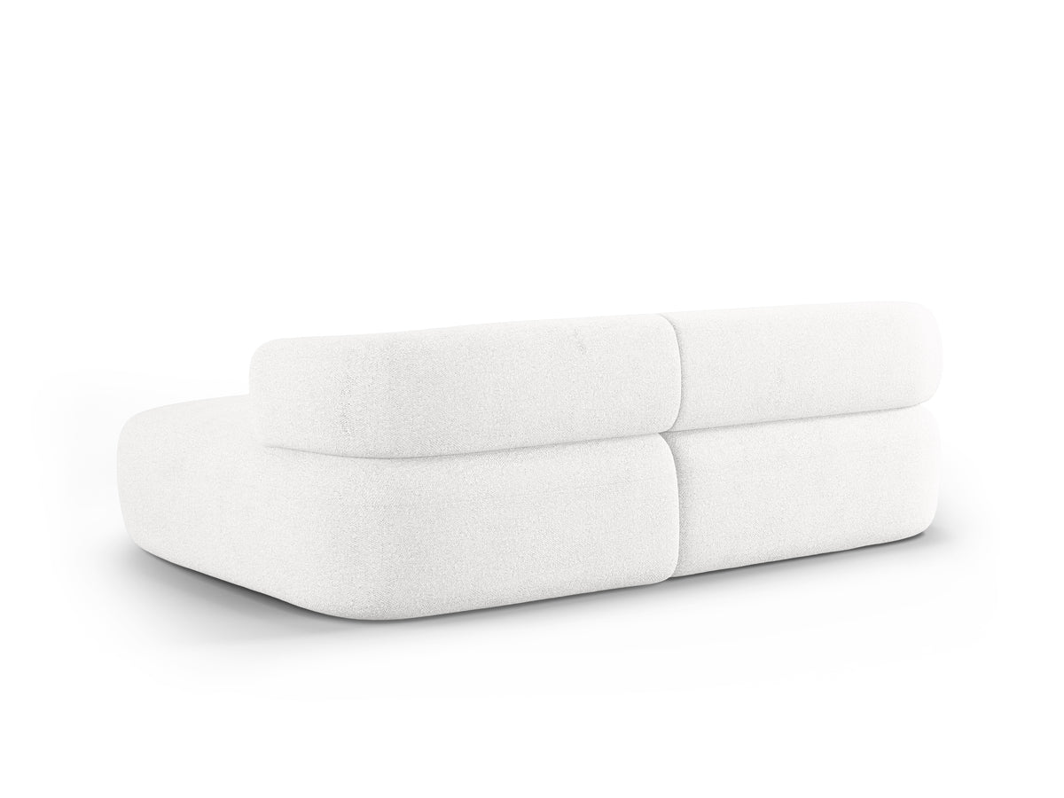 Right-facing 2-seater corner sofa ALDRIN in white boucle