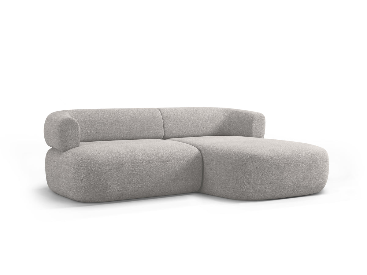 Right-facing 2-seater corner sofa ALDRIN in light gray boucle