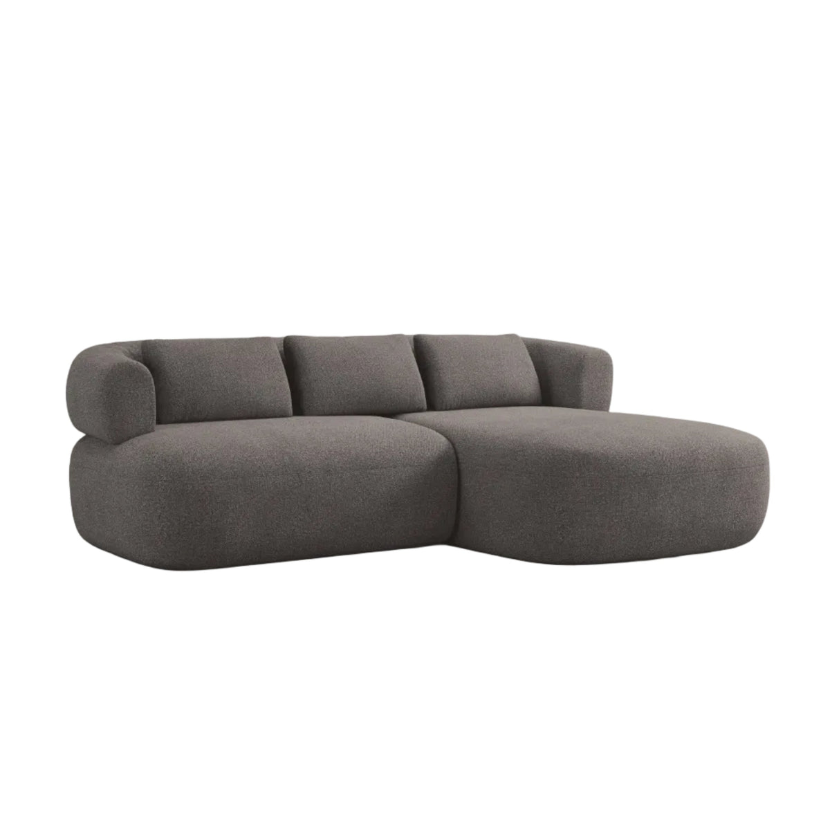 Right-facing 2-seater corner sofa ALDRIN in gray boucle