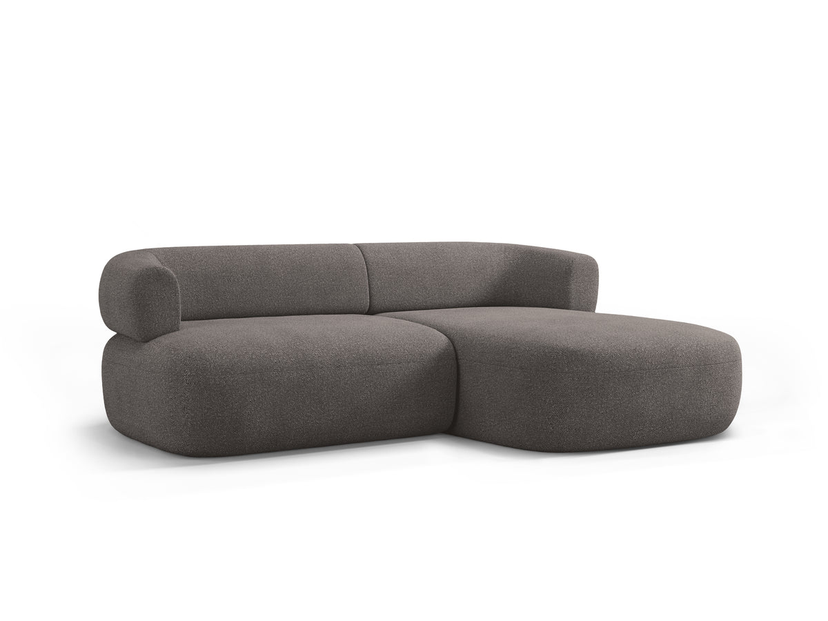 Right-facing 2-seater corner sofa ALDRIN in gray boucle