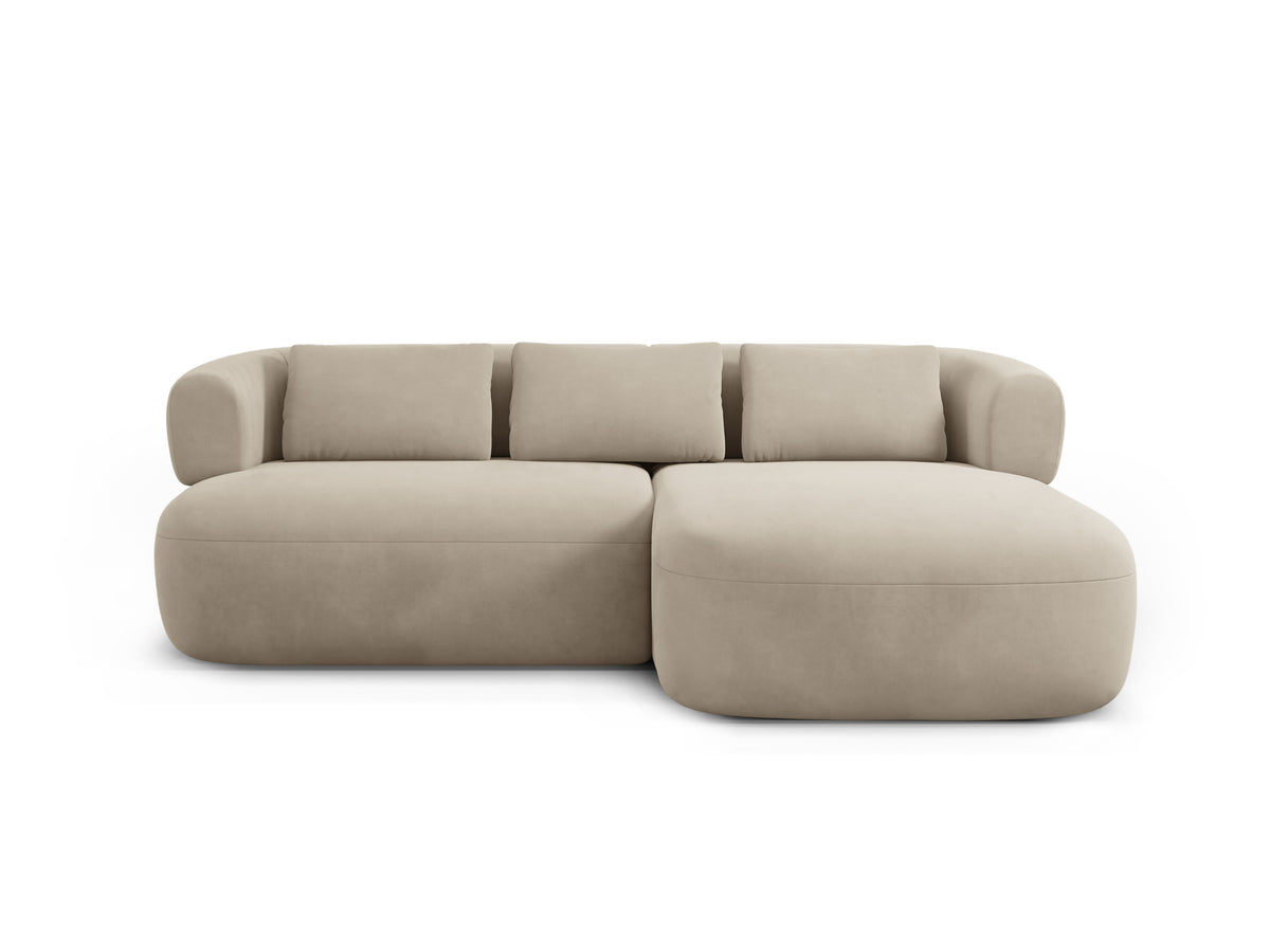Beige Velvet Right-Handed Two-Seater Sofa ALDRIN