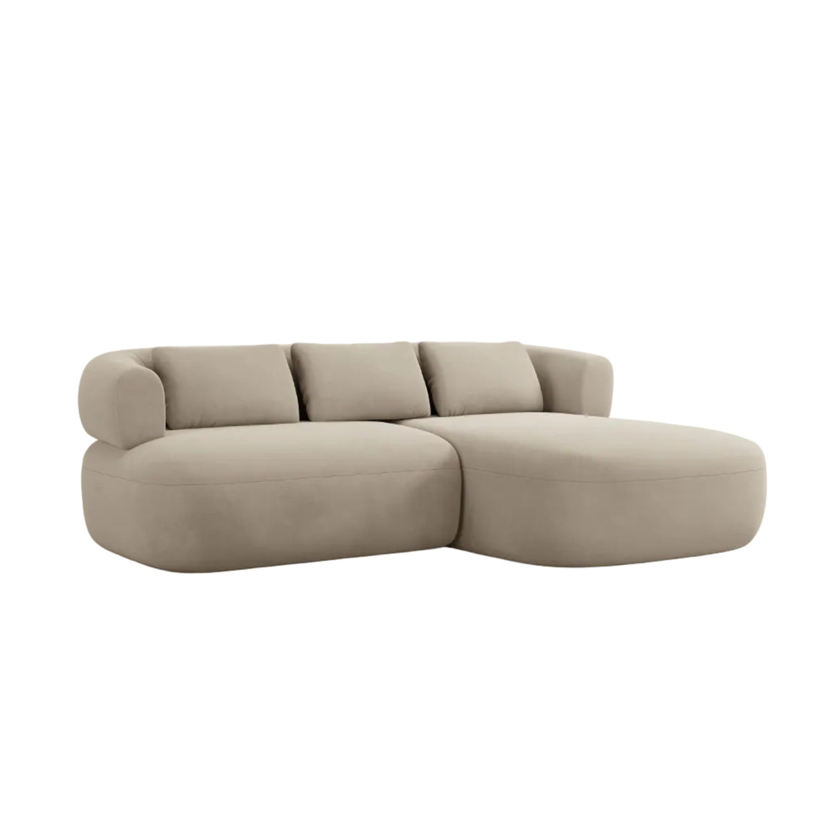 Beige Velvet Right-Handed Two-Seater Sofa ALDRIN
