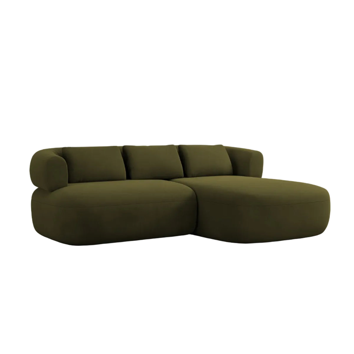 Green velvet right-facing two-seater sofa ALDRIN