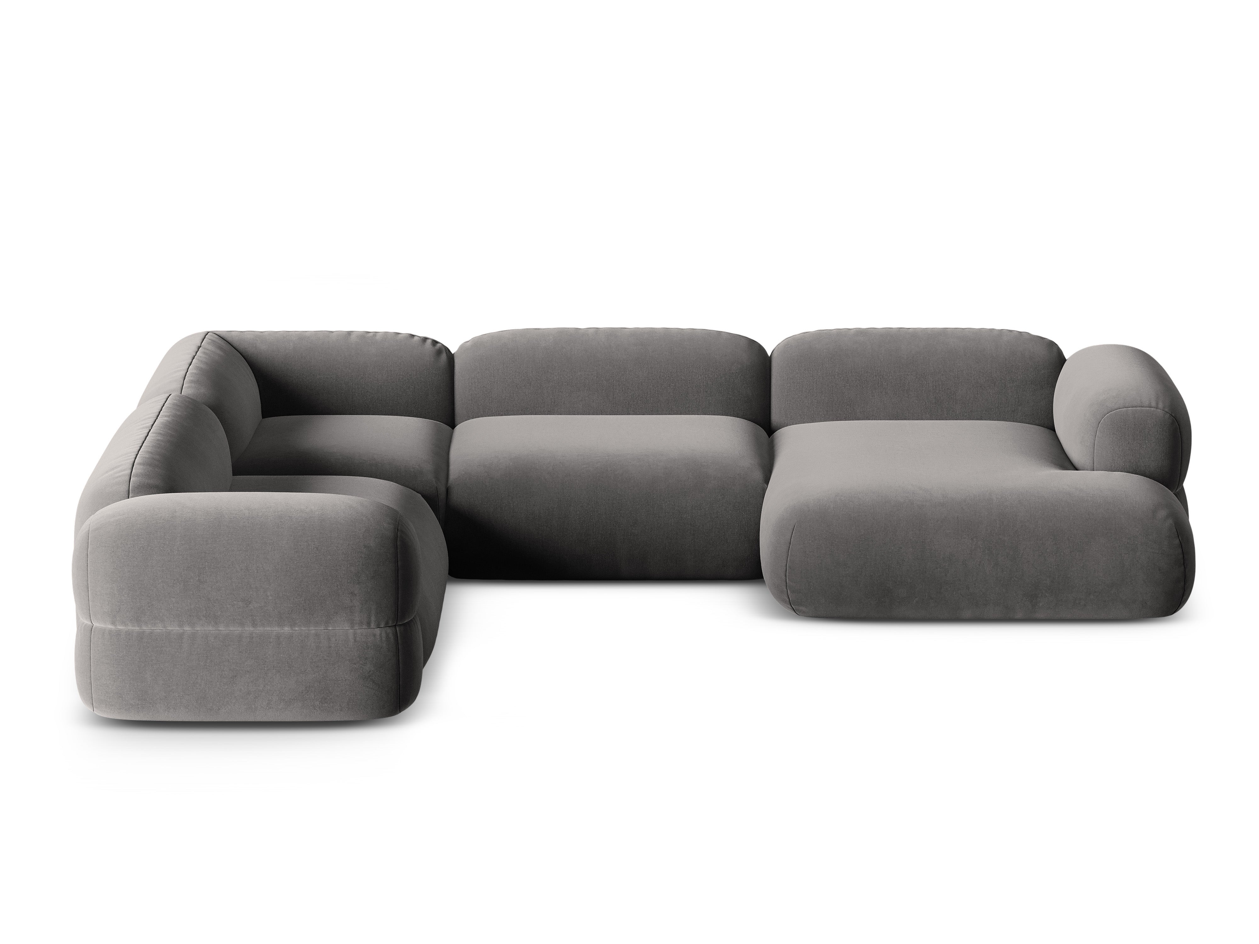 Samt-U-Form-Ecksofa links ROGER grau