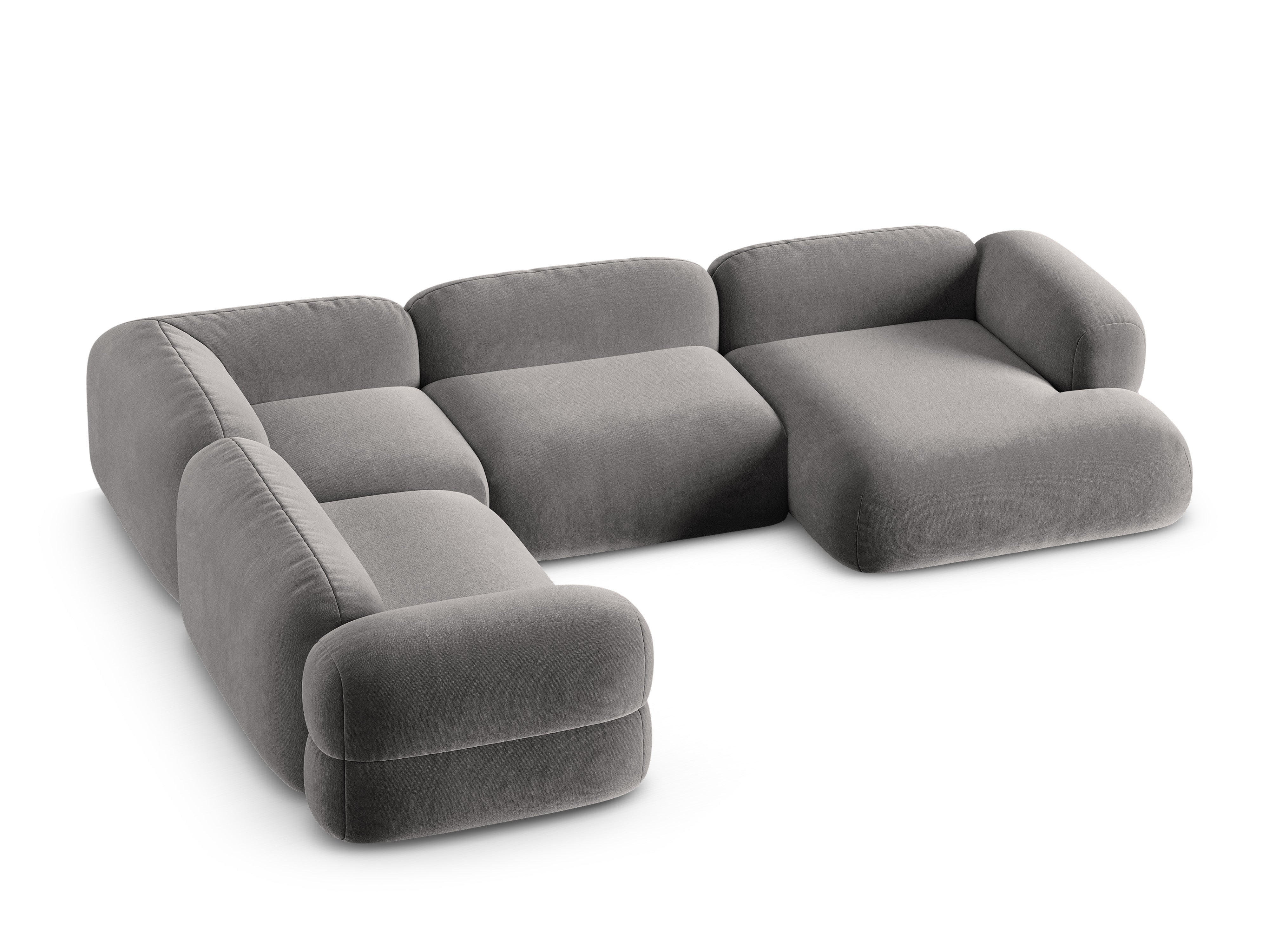 Samt-U-Form-Ecksofa links ROGER grau