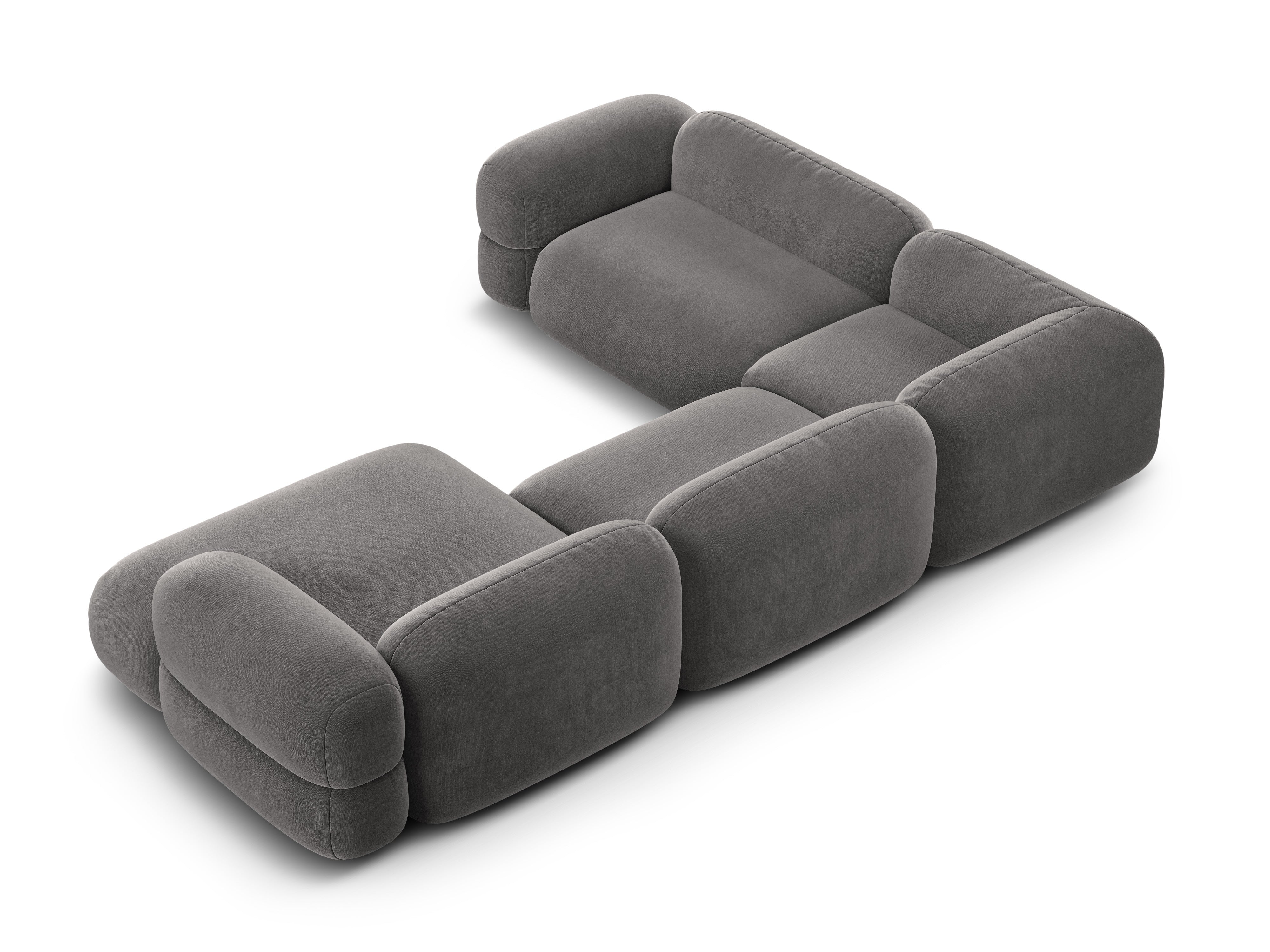 Samt-U-Form-Ecksofa links ROGER grau