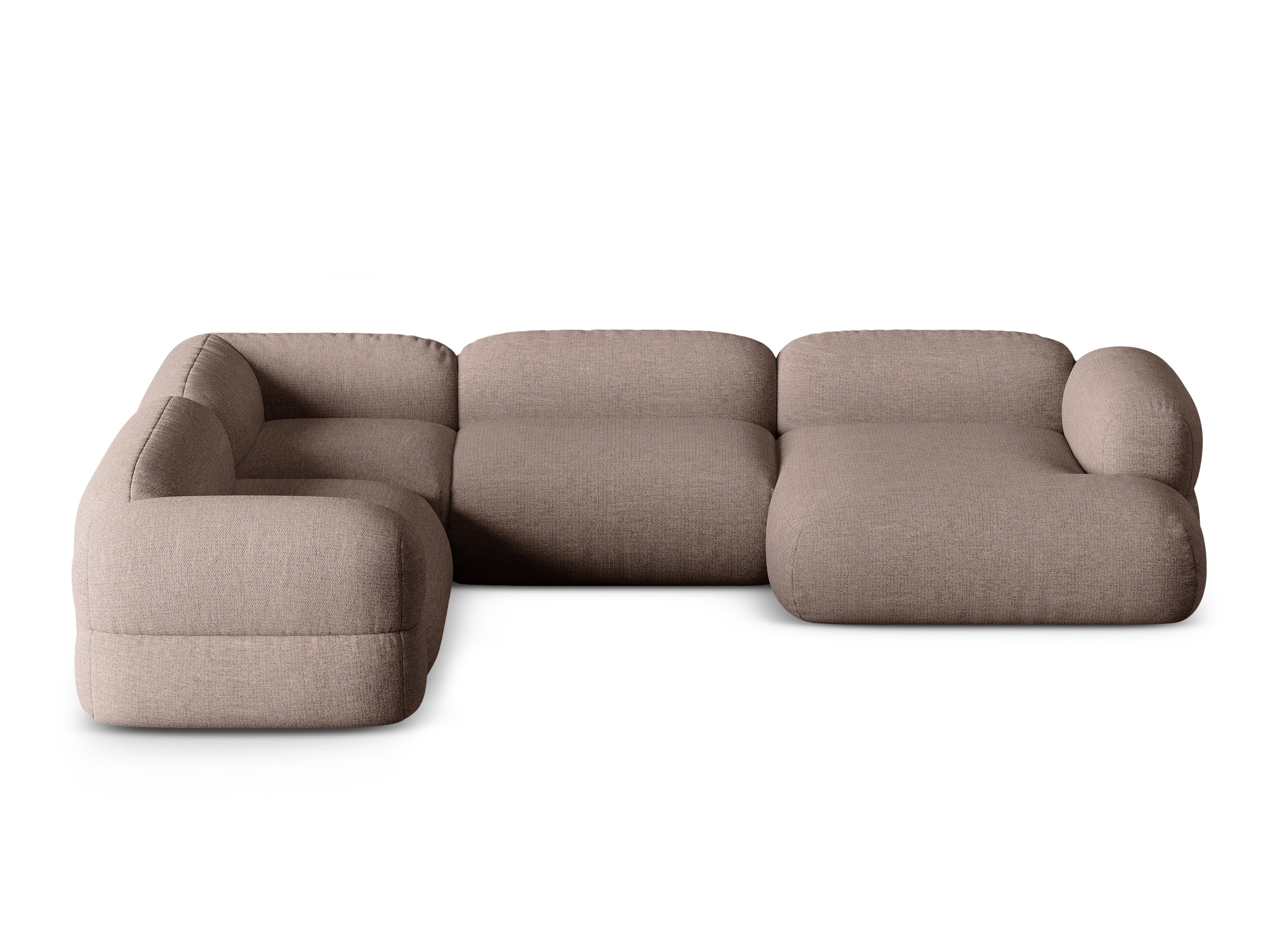 Left-facing U-shaped corner sofa ROGER cappuccino chenille