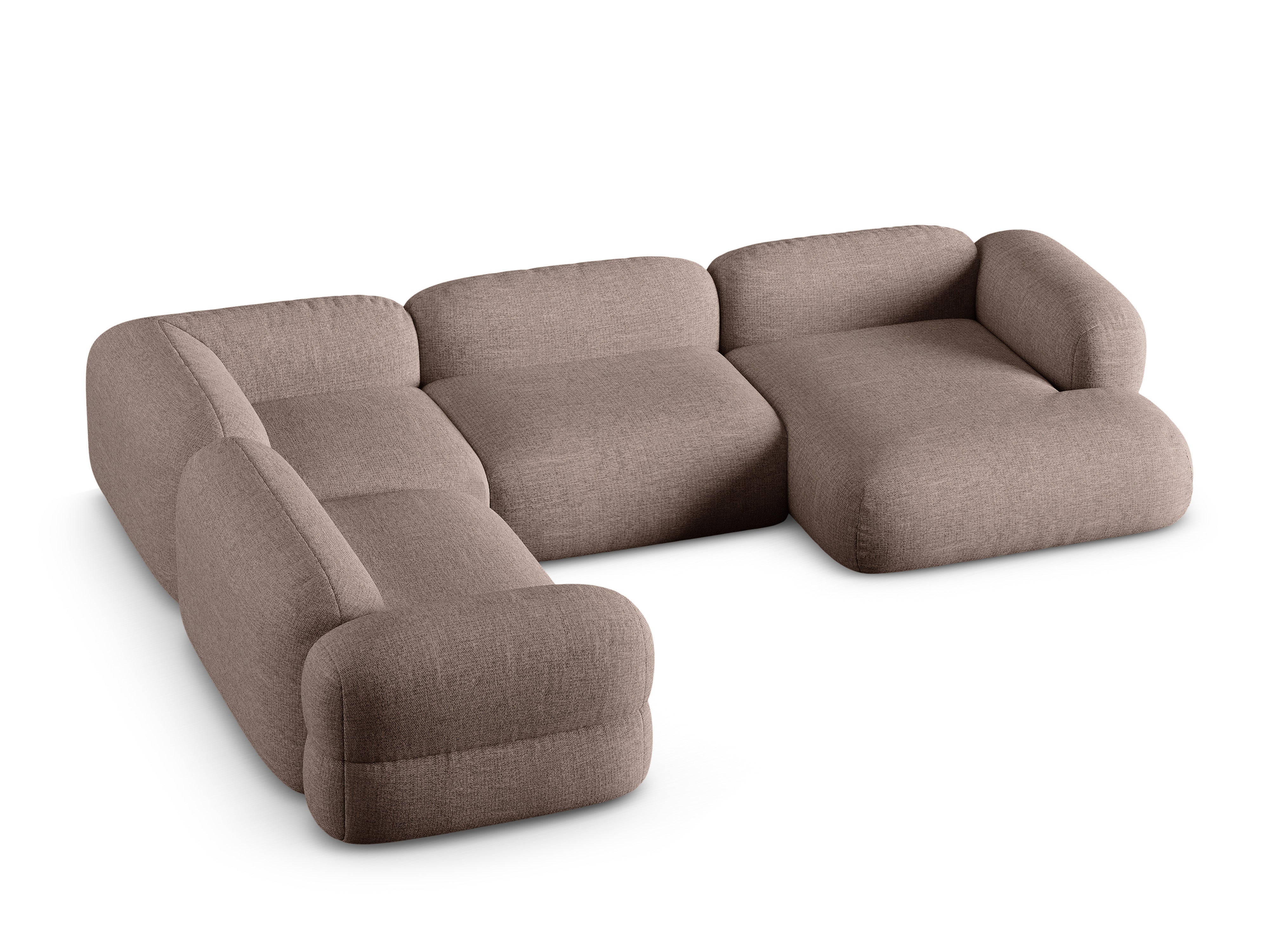 Left-facing U-shaped corner sofa ROGER cappuccino chenille