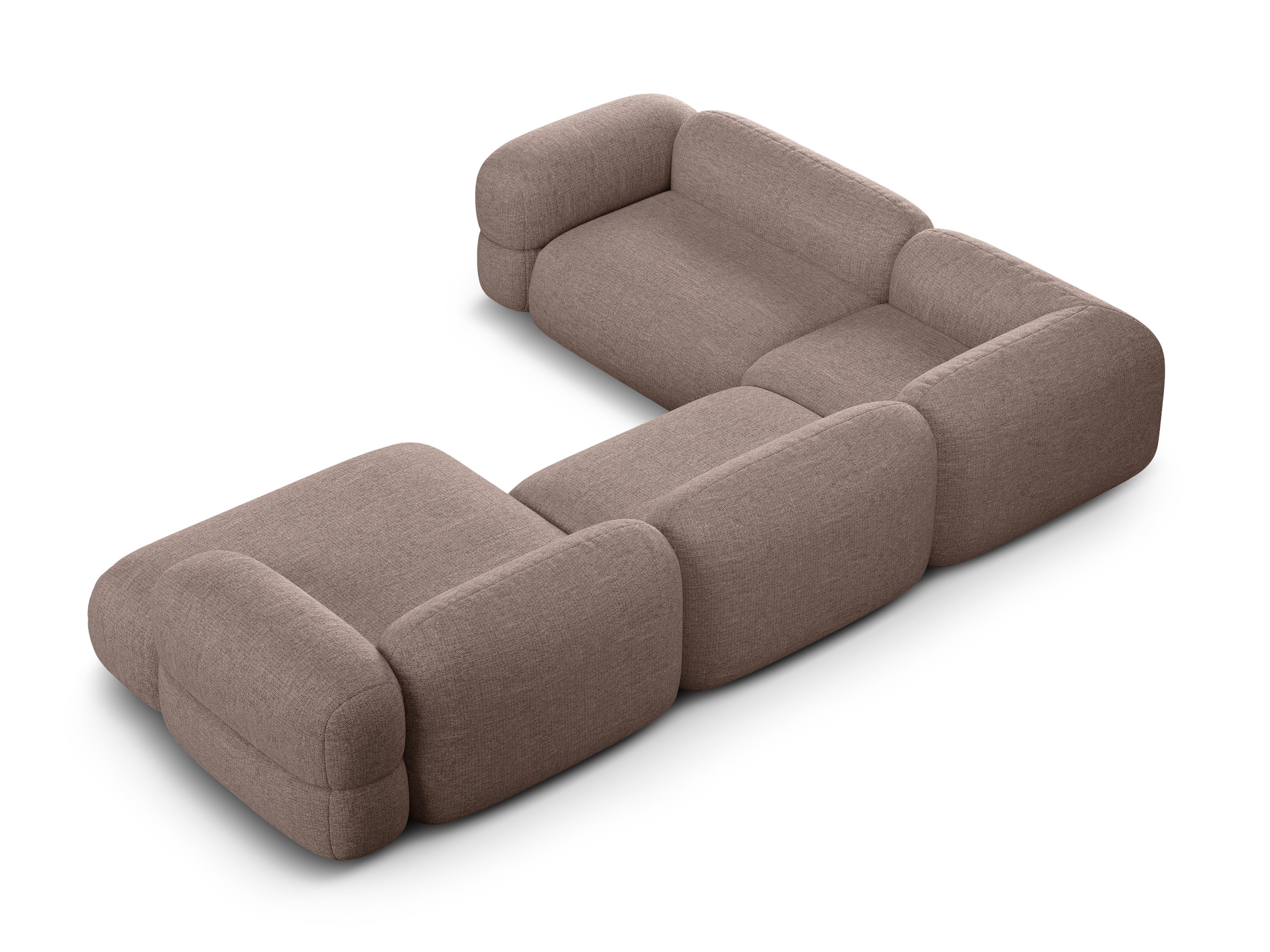 Left-facing U-shaped corner sofa ROGER cappuccino chenille