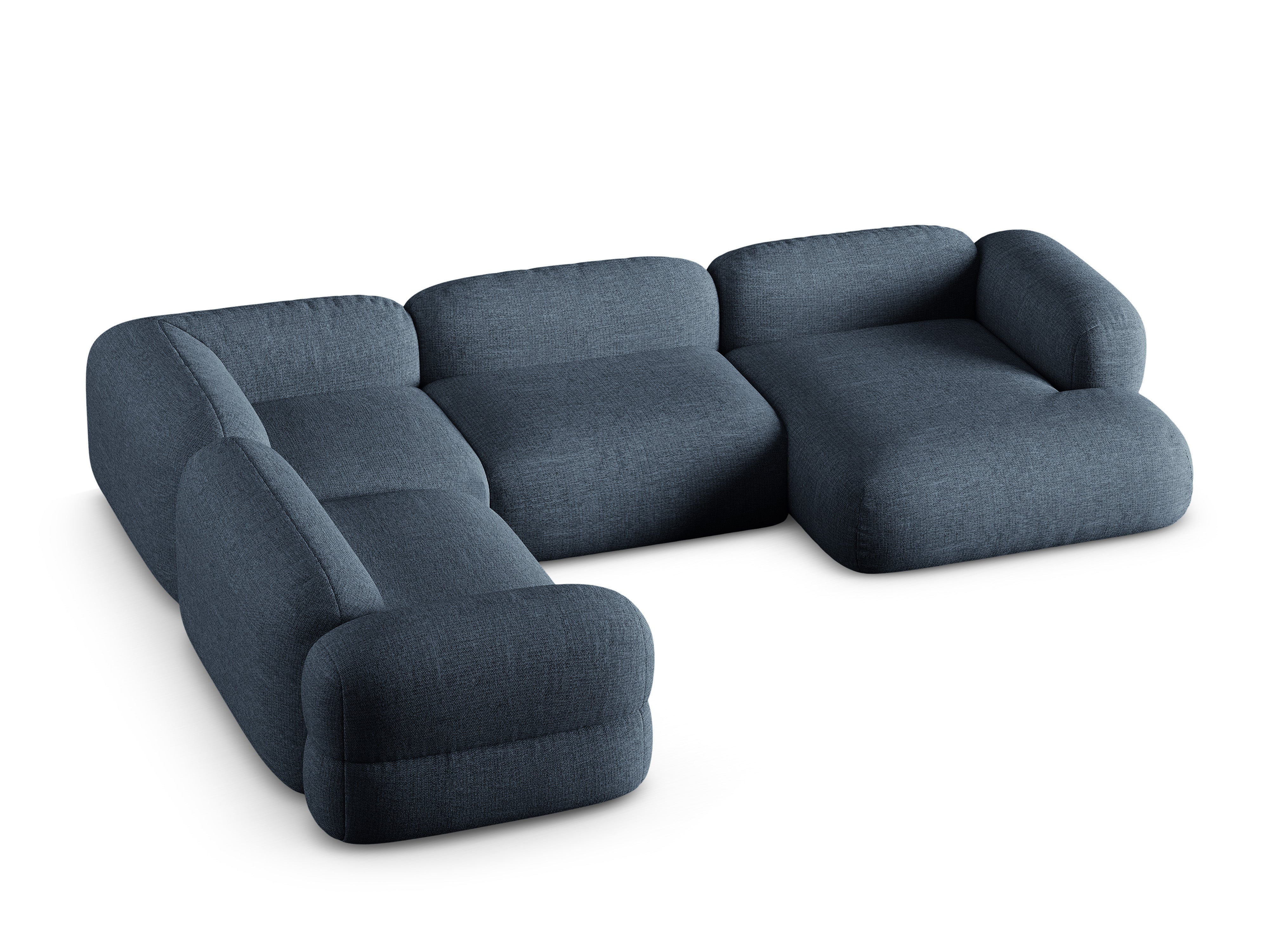 U-förmiger linker Ecksofa ROGER dunkelblauer Chenille