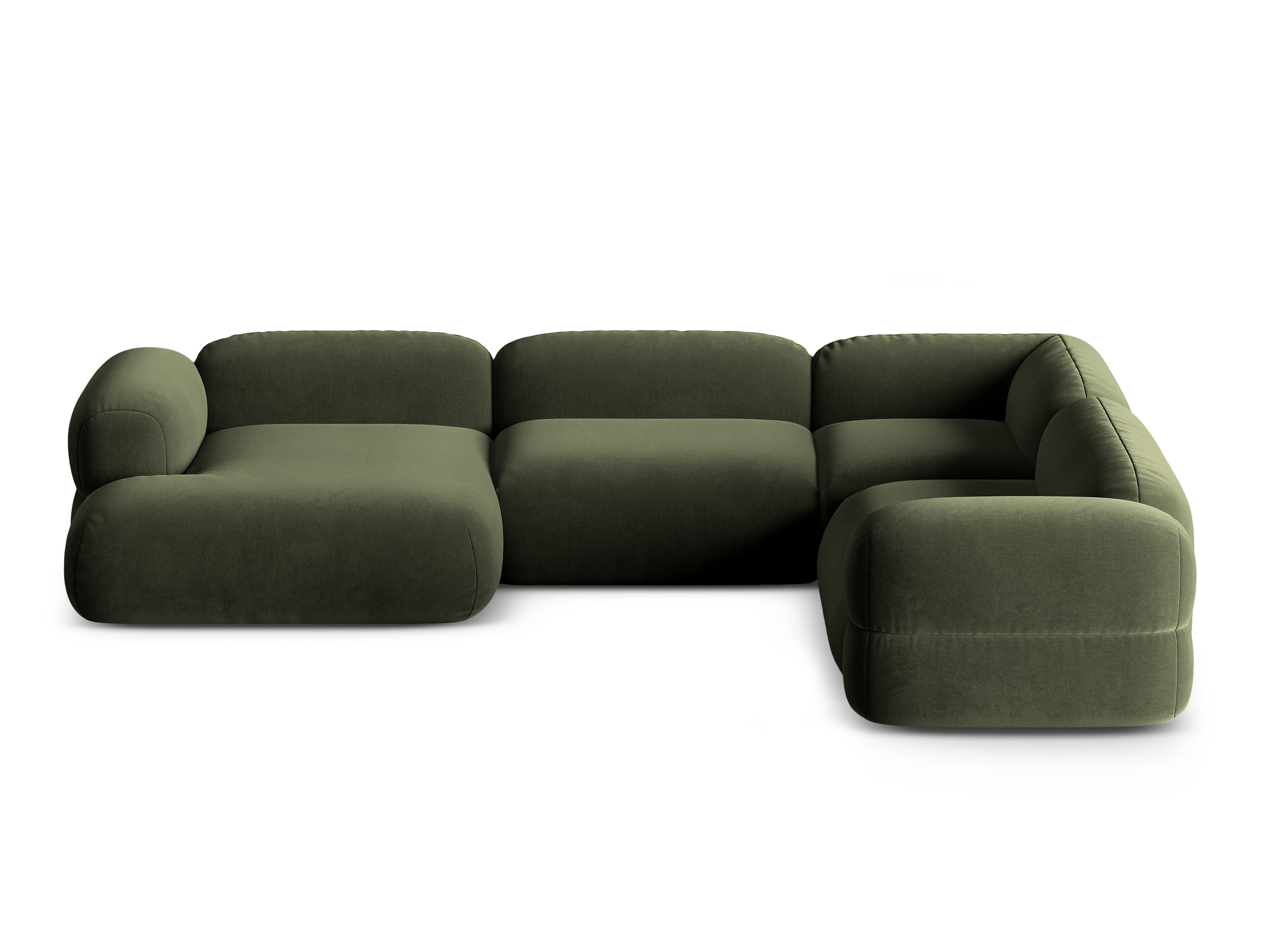 Samt-U-Form-Couch rechts ROGER olivgrün