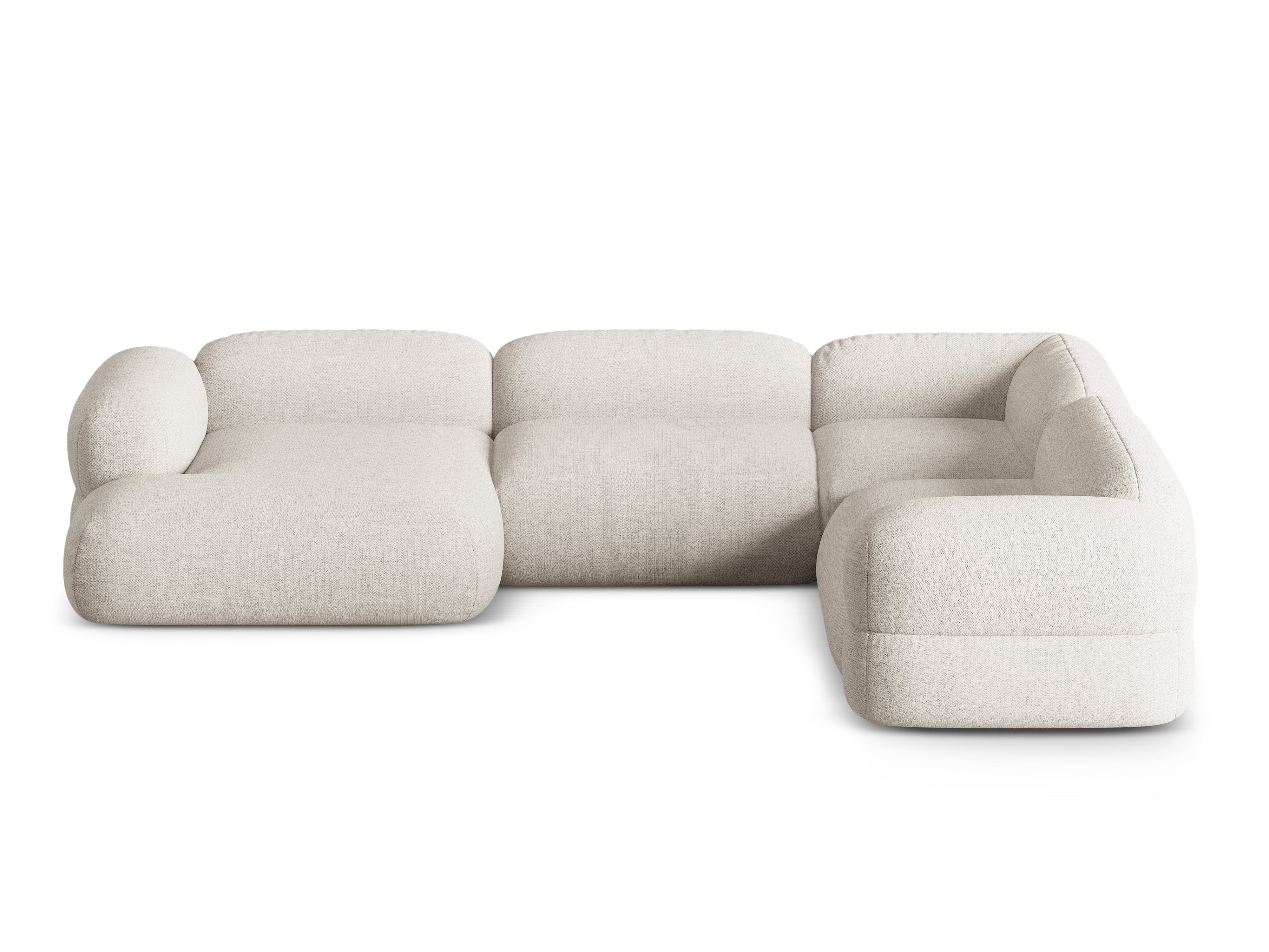 Right-facing U-shaped corner sofa ROGER beige chenille